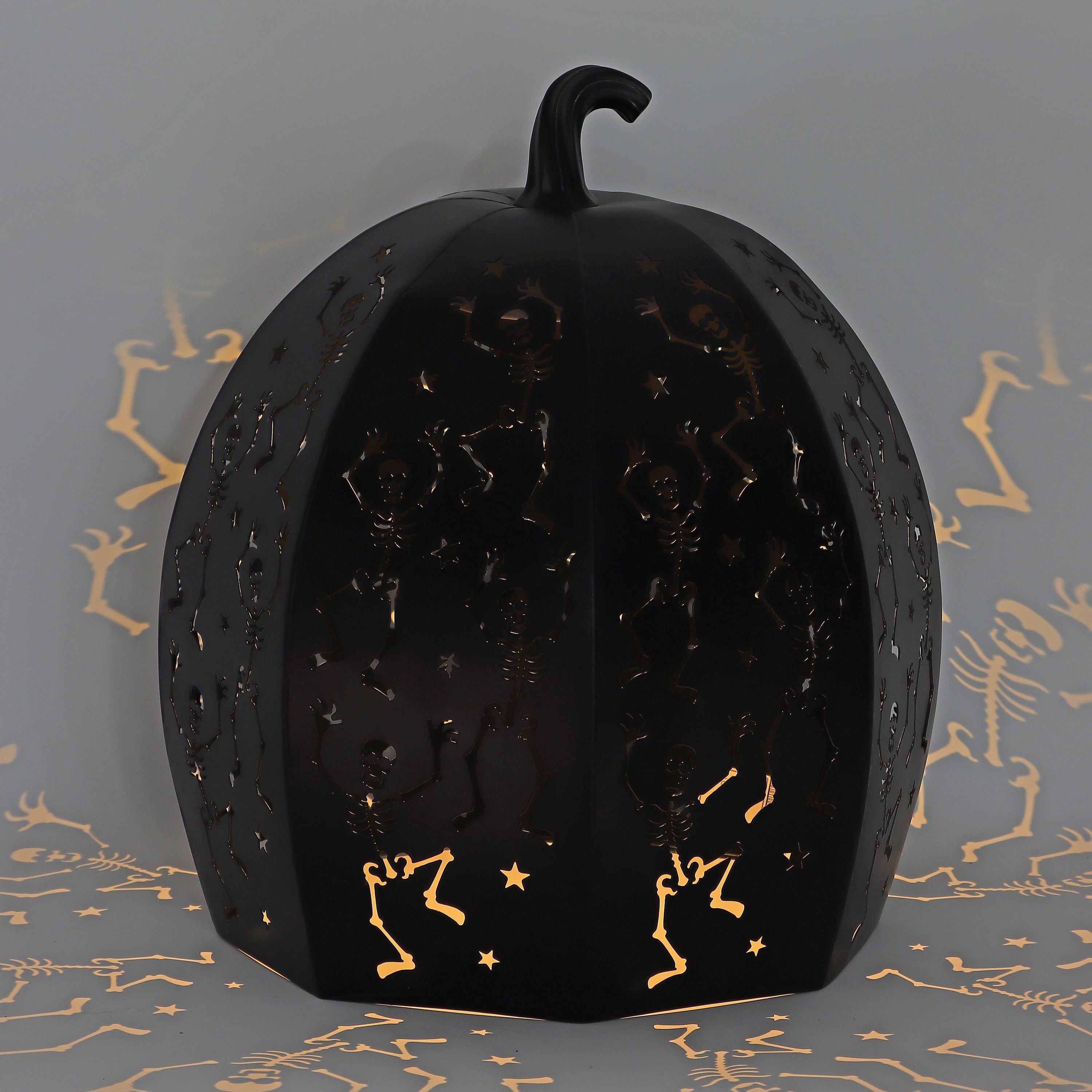 13" Metal Black Pumpkin Lantern