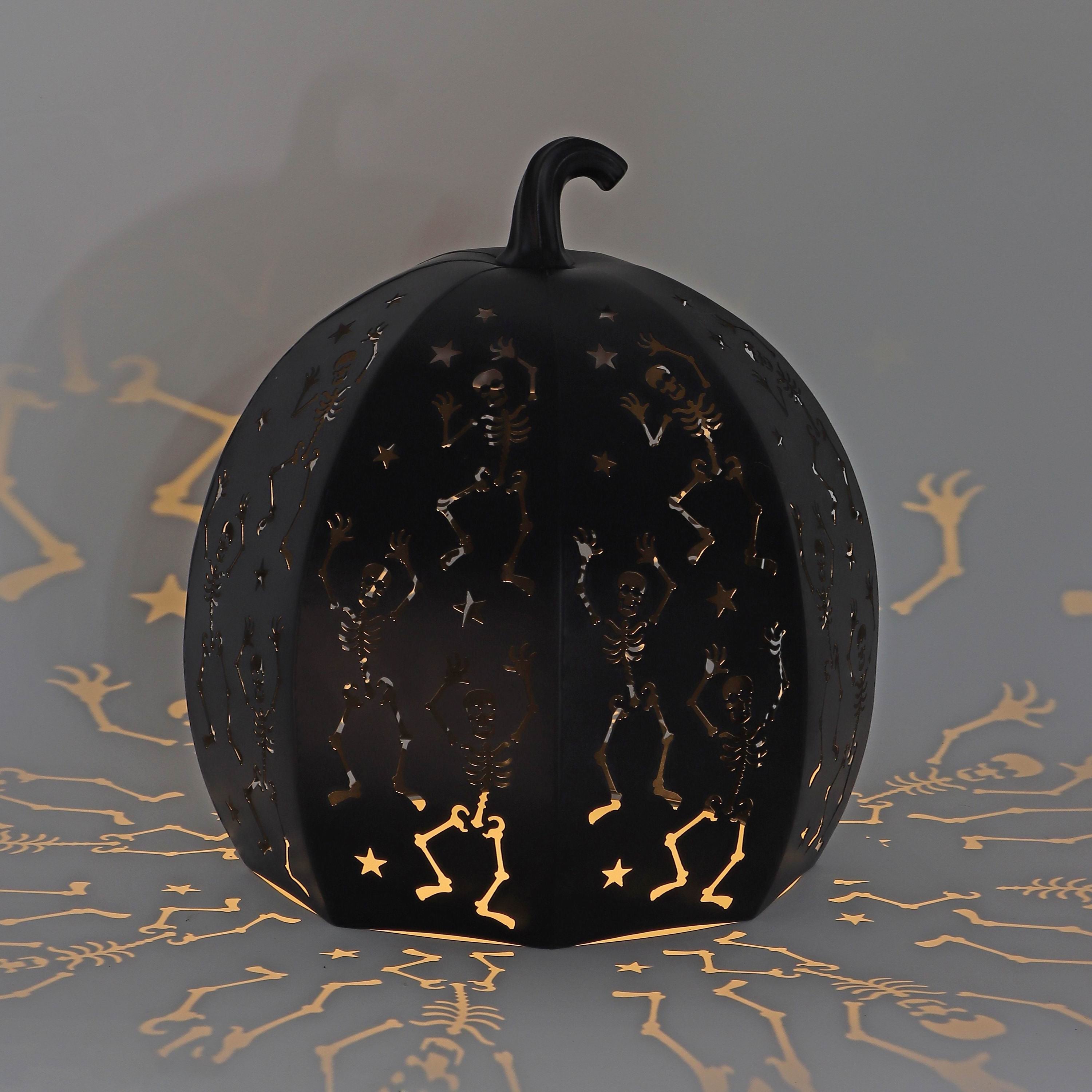 11" Metal Black Pumpkin Lantern