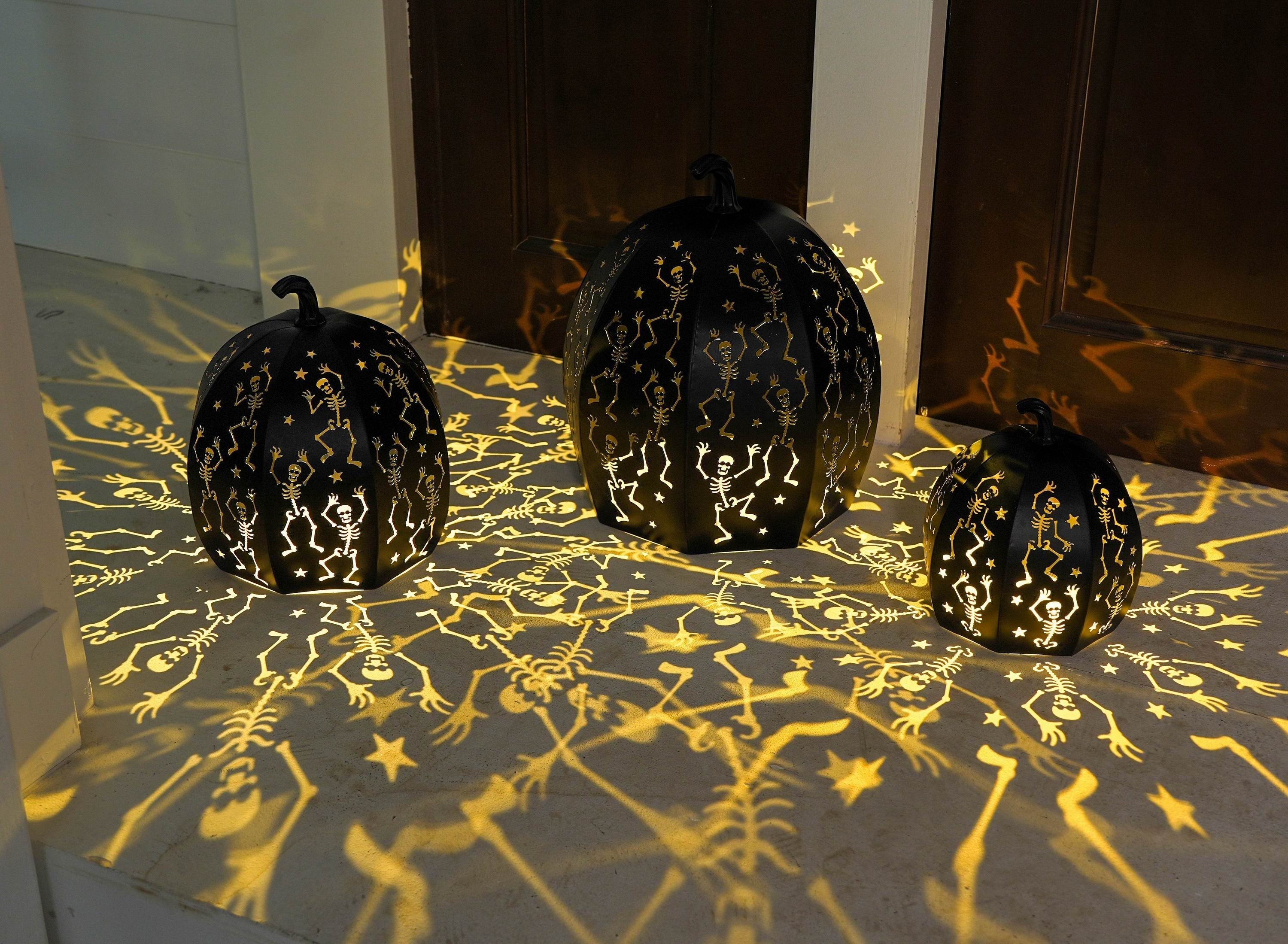 11" Metal Black Pumpkin Lantern