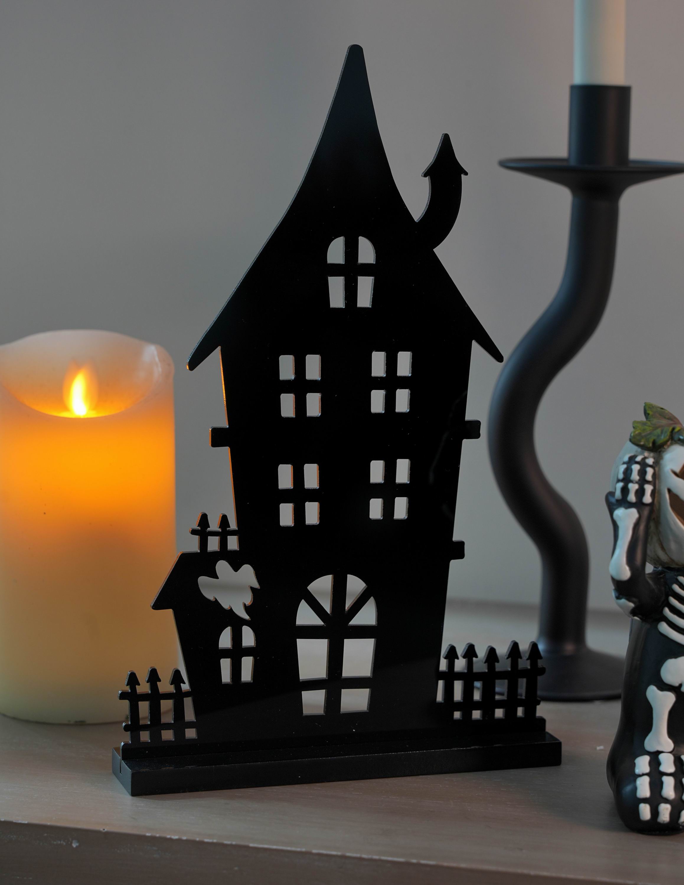 10"H. Halloween Metal Haunted House