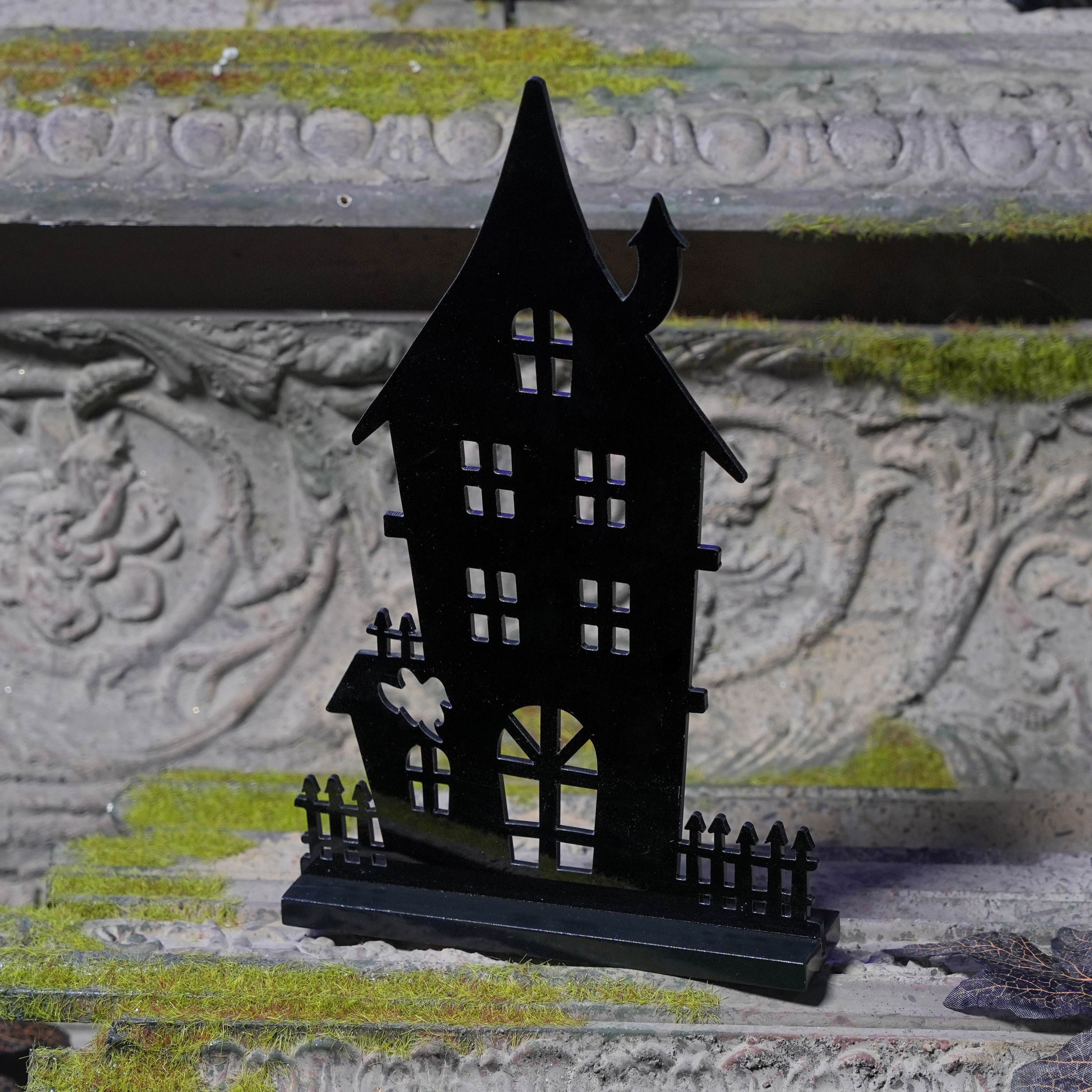 10"H. Halloween Metal Haunted House