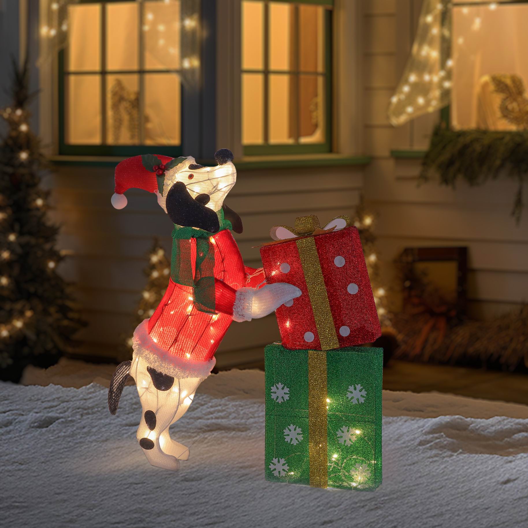 31"H. Christmas Standing Dog with Gifts