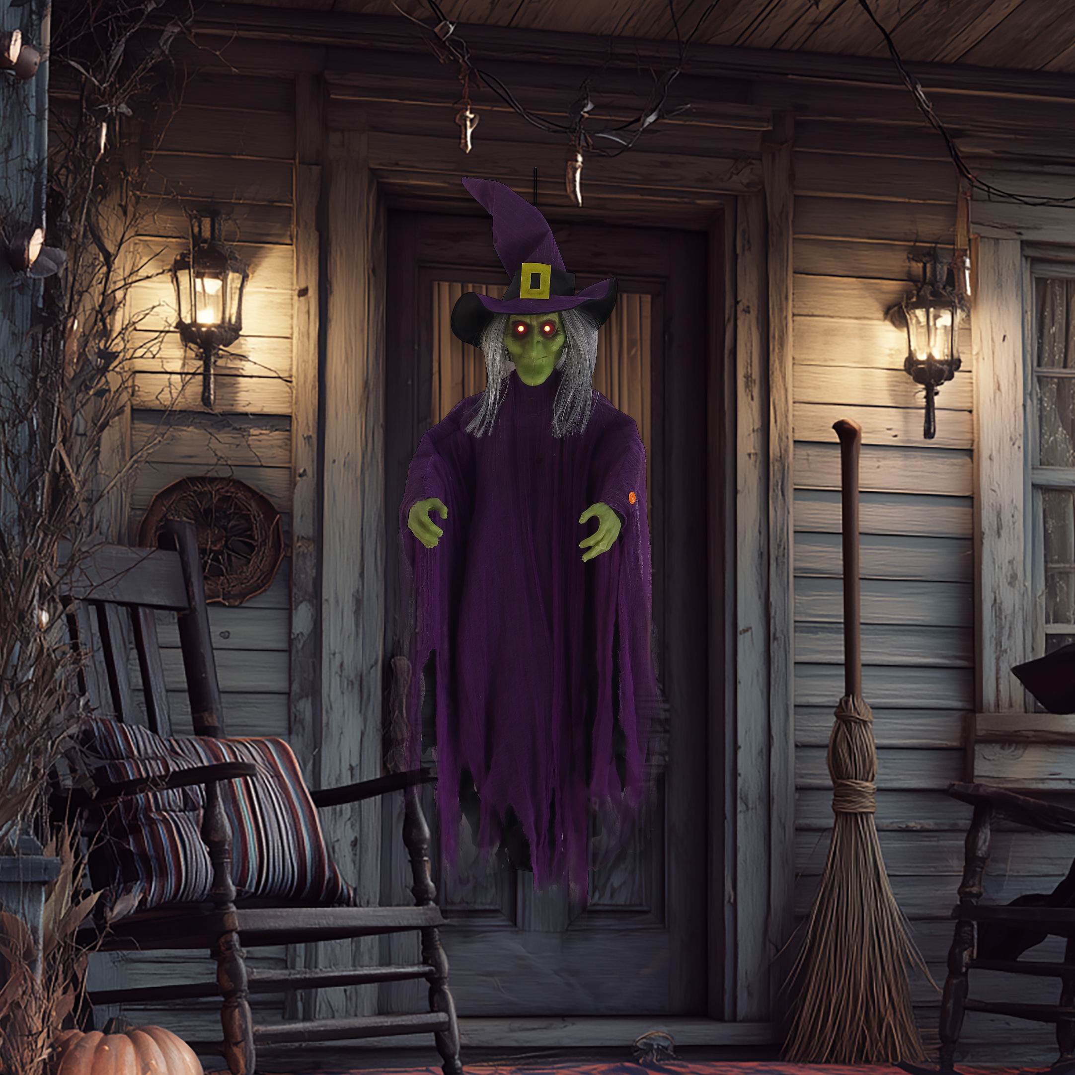 52" Halloween Fabric Hanging Witch