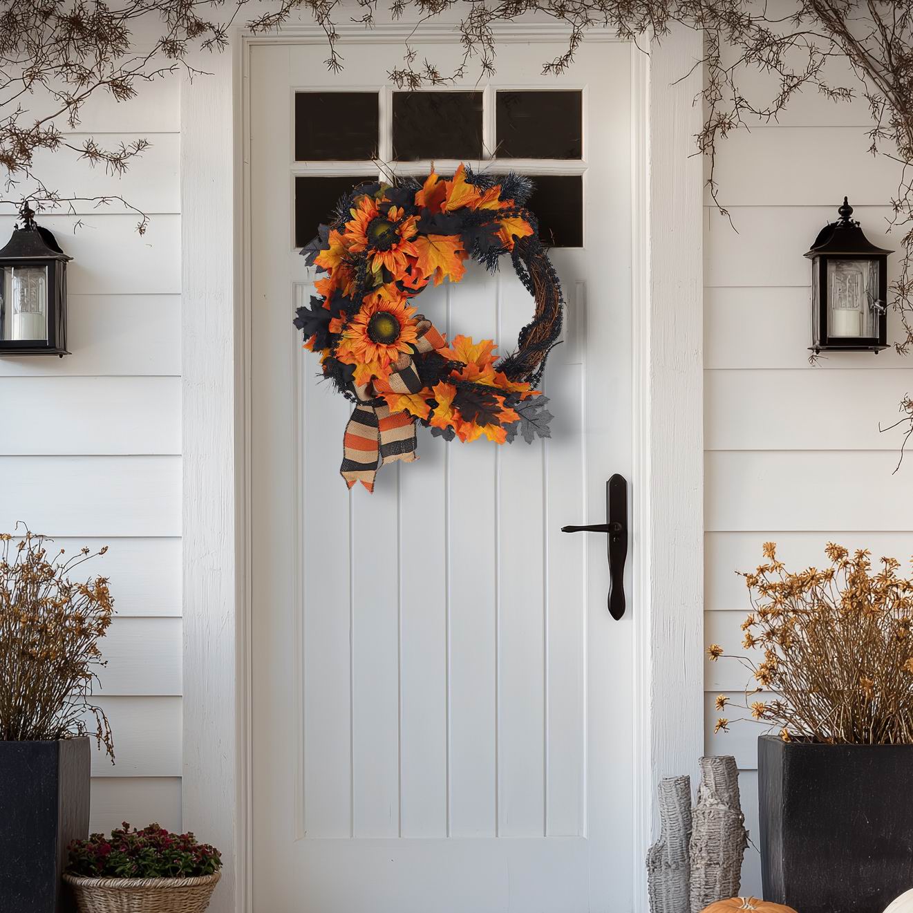 16" Halloween Fall Leaves Wreath