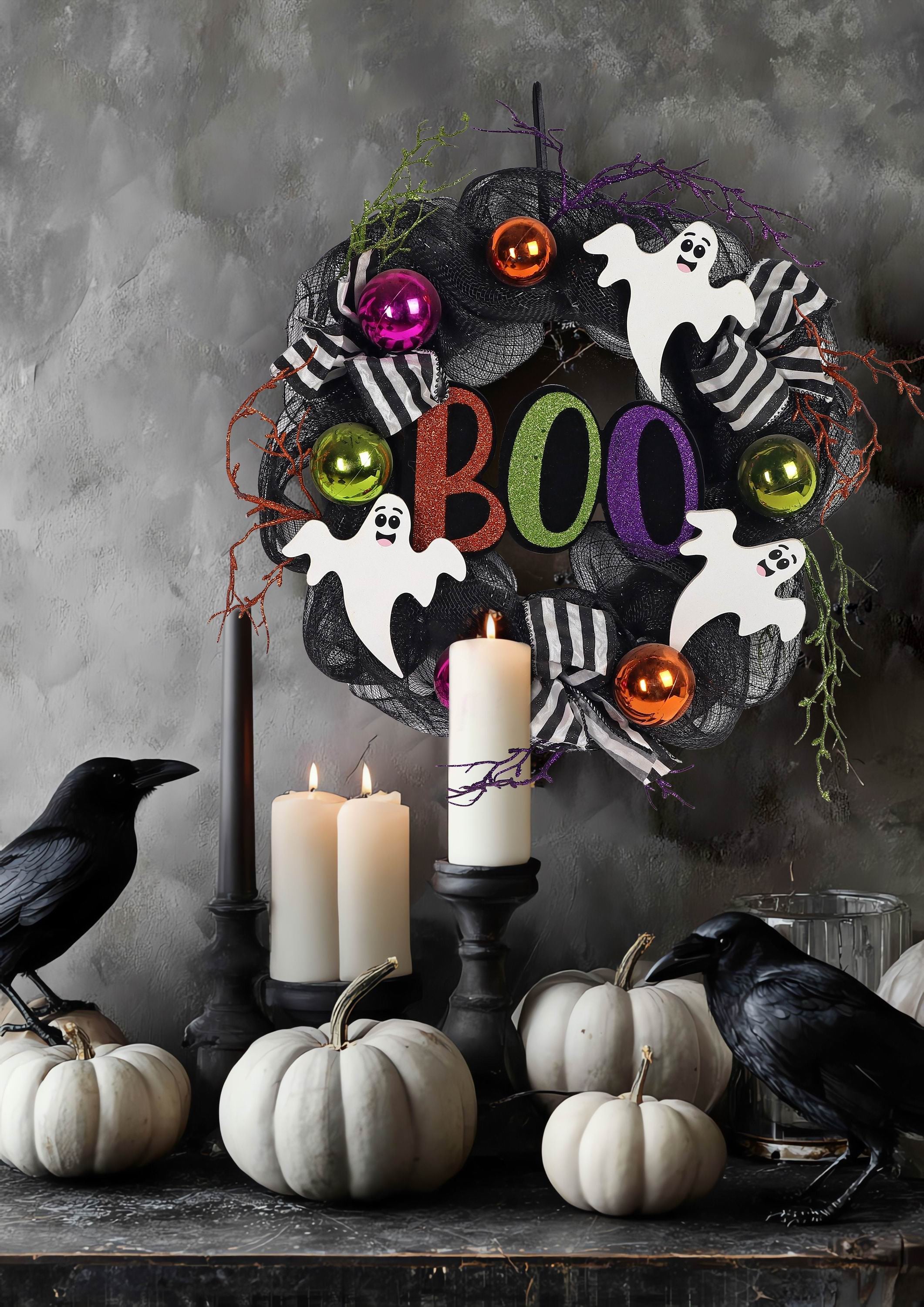 16" Halloween Ghost Wreath