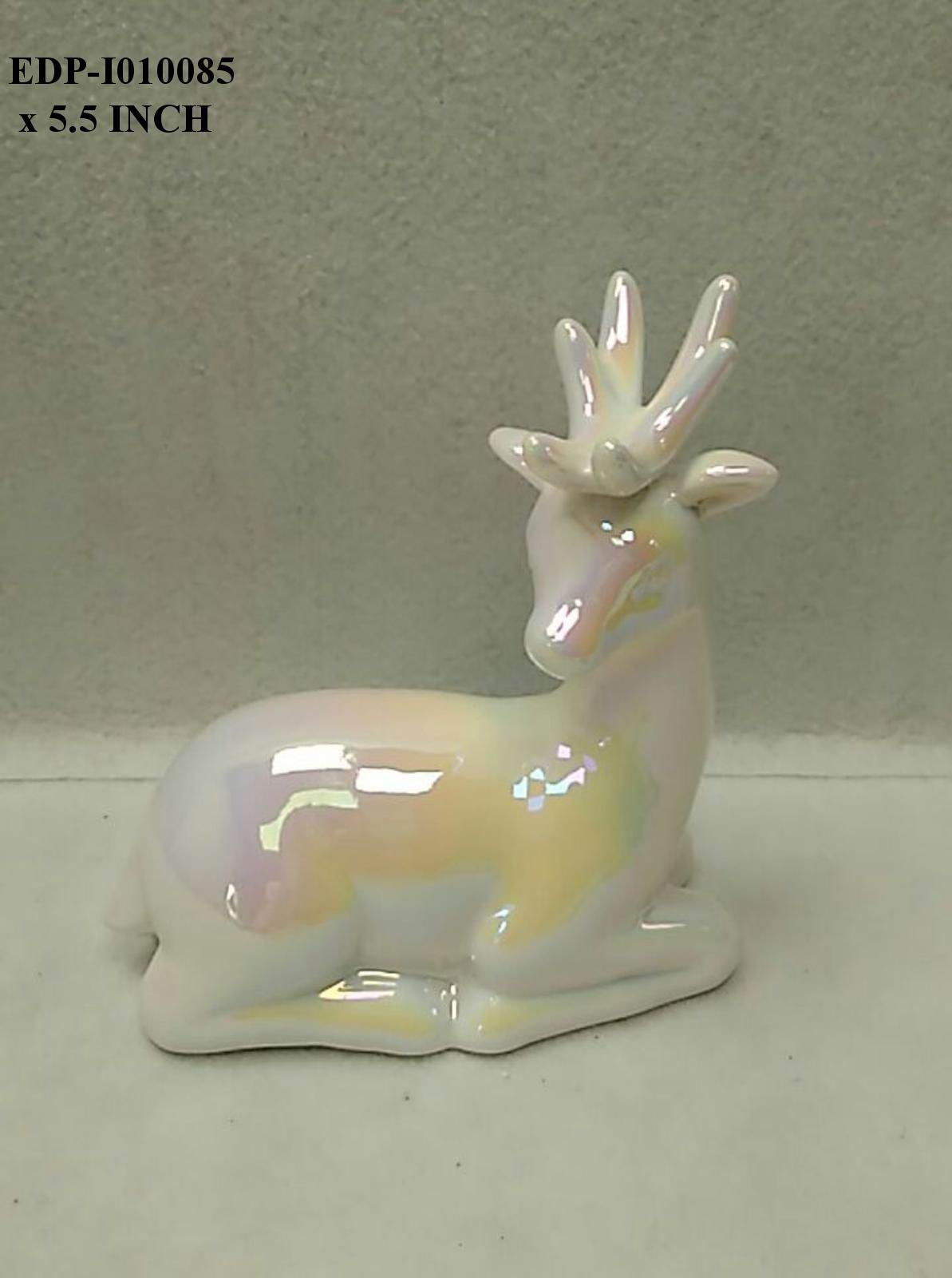 5.5" Iridescent Ceramic Sitting Reindeer
