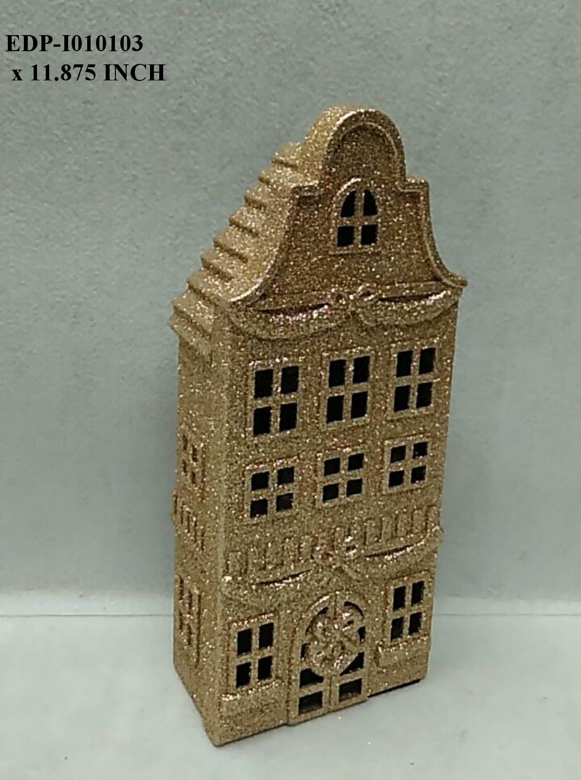 11.75" Ceramic Gold Table Top House