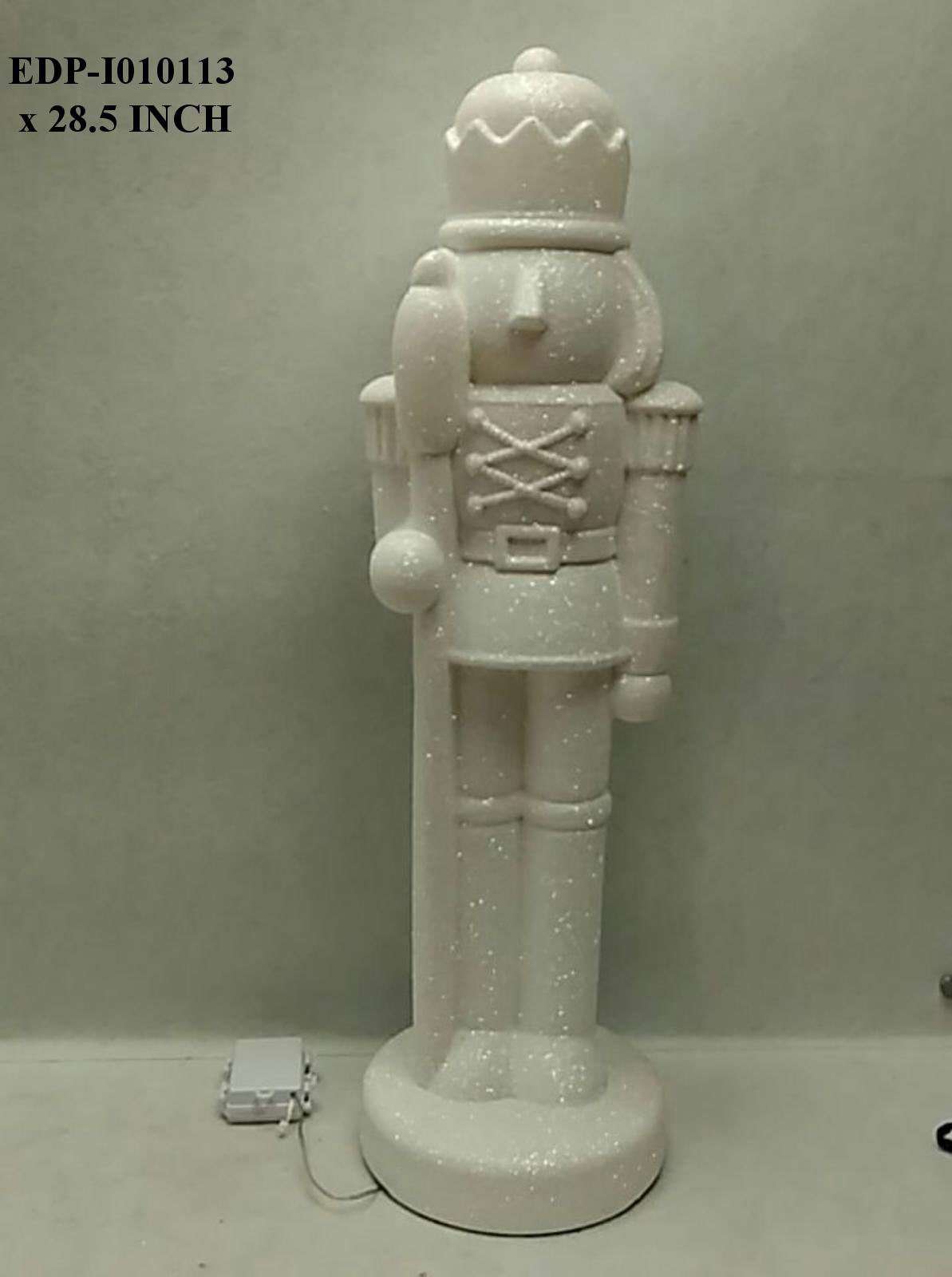 28.5" White Glittered Nutcracker