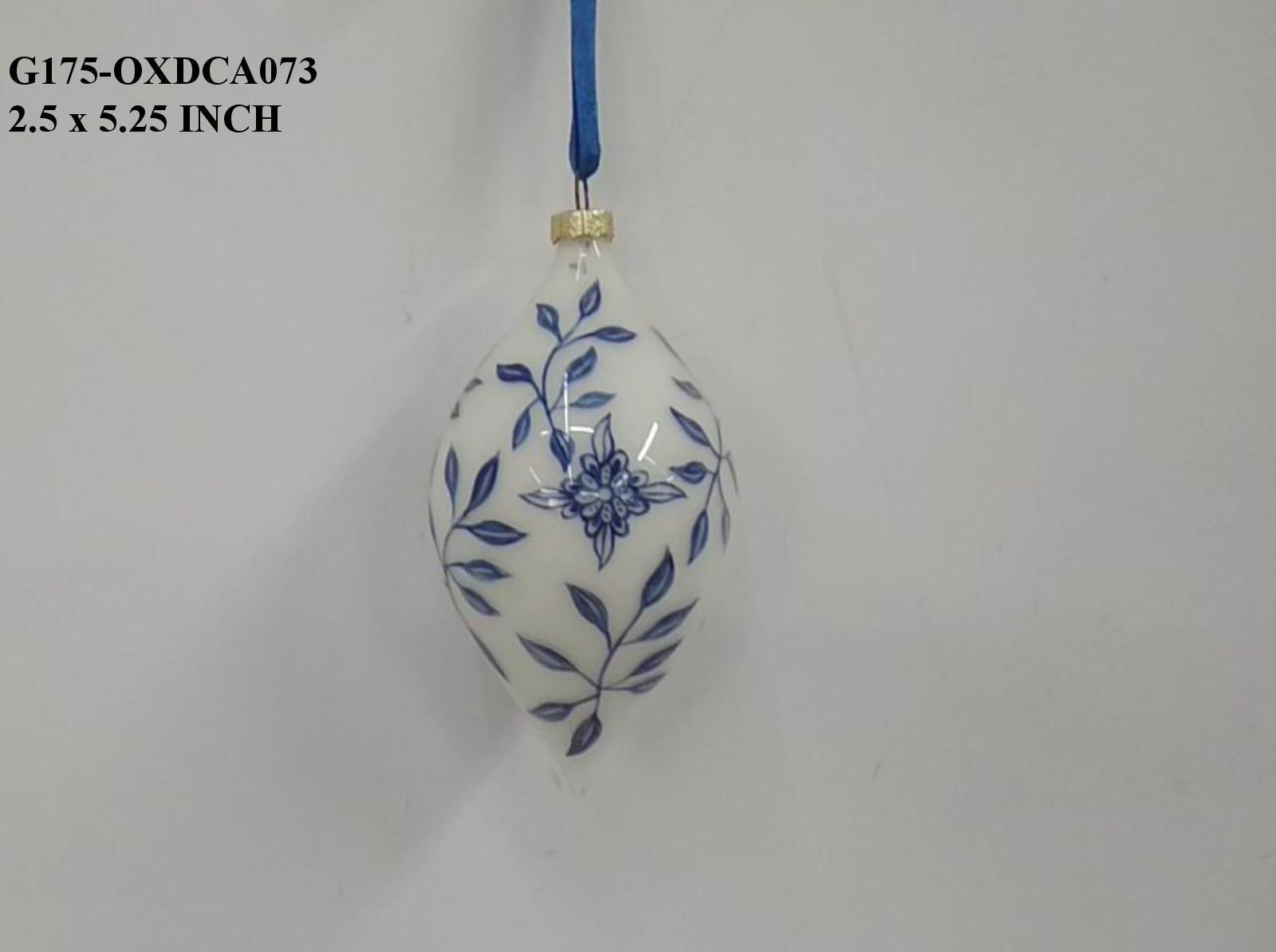 5.25" Ceramic White/Blue Orn