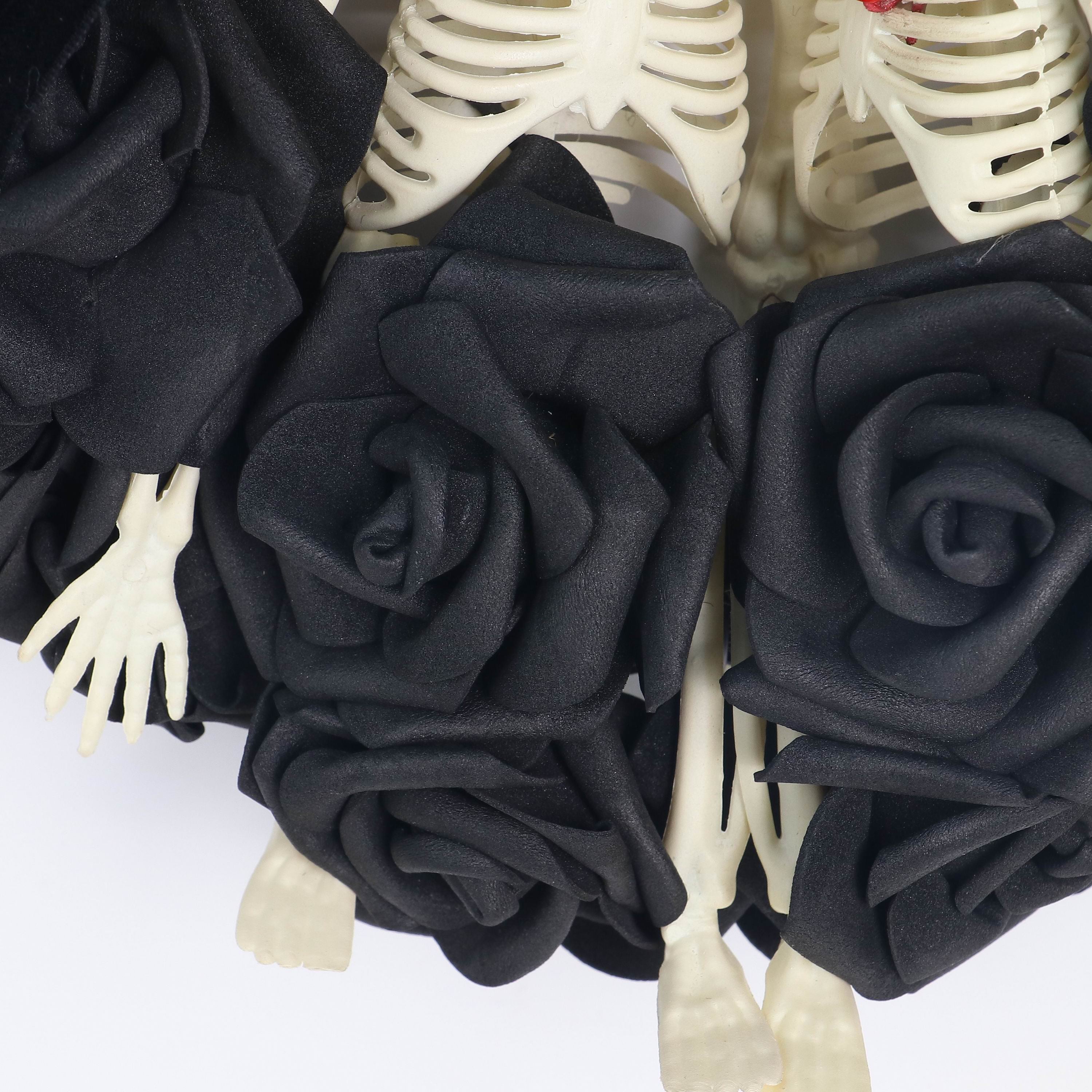 12" BLACK ROSE SKELETON WREATH