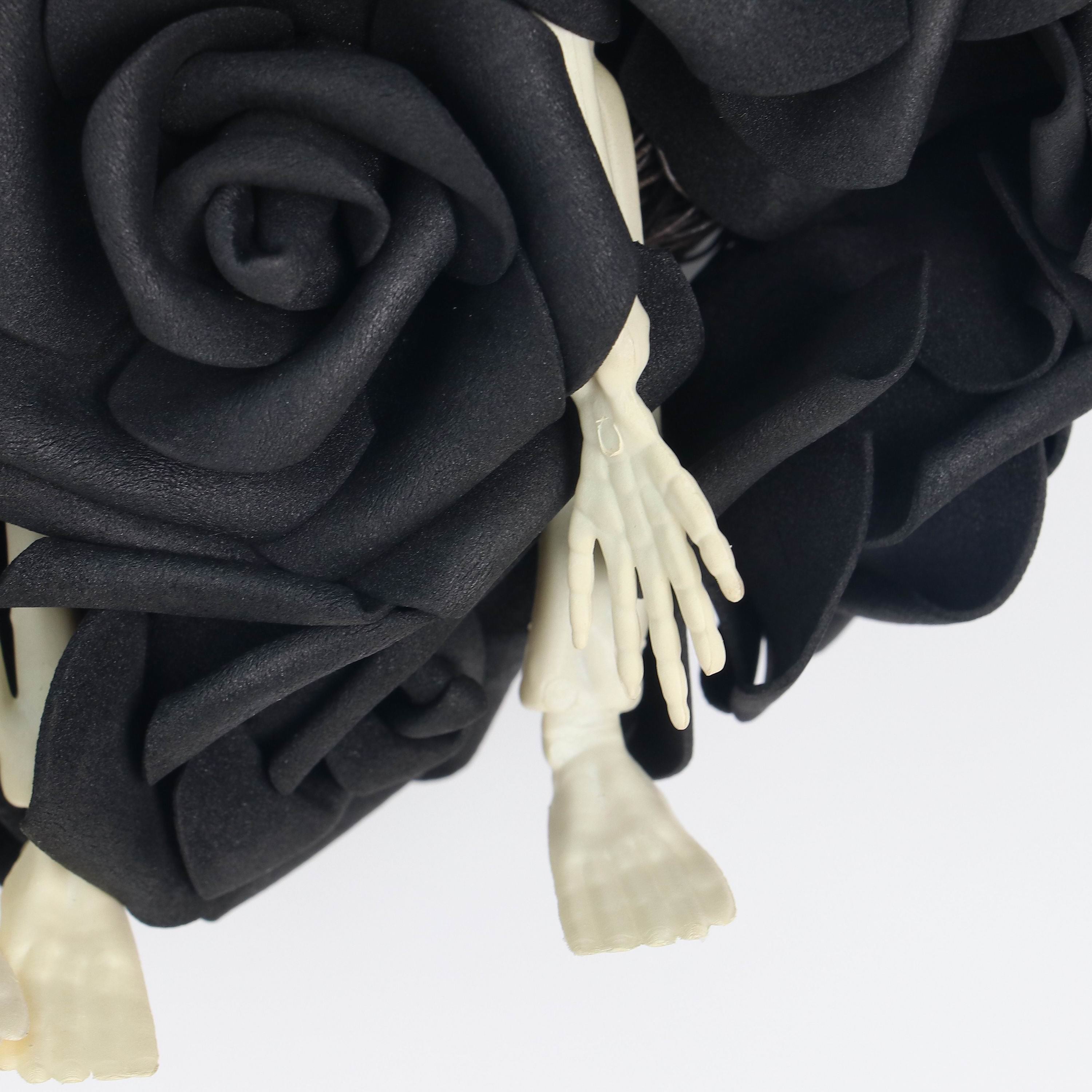 12" BLACK ROSE SKELETON WREATH
