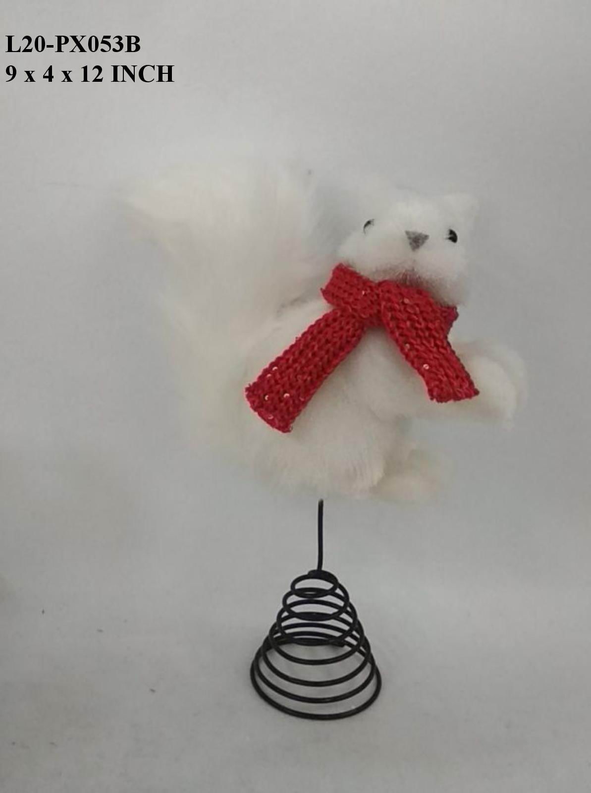 12.0" White Fox with Red Scarf Treetopper