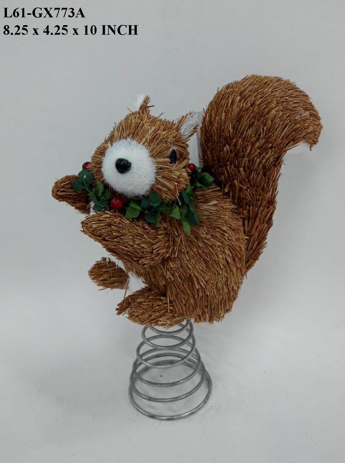 10.0" Natural Material Squirrel Treetopper