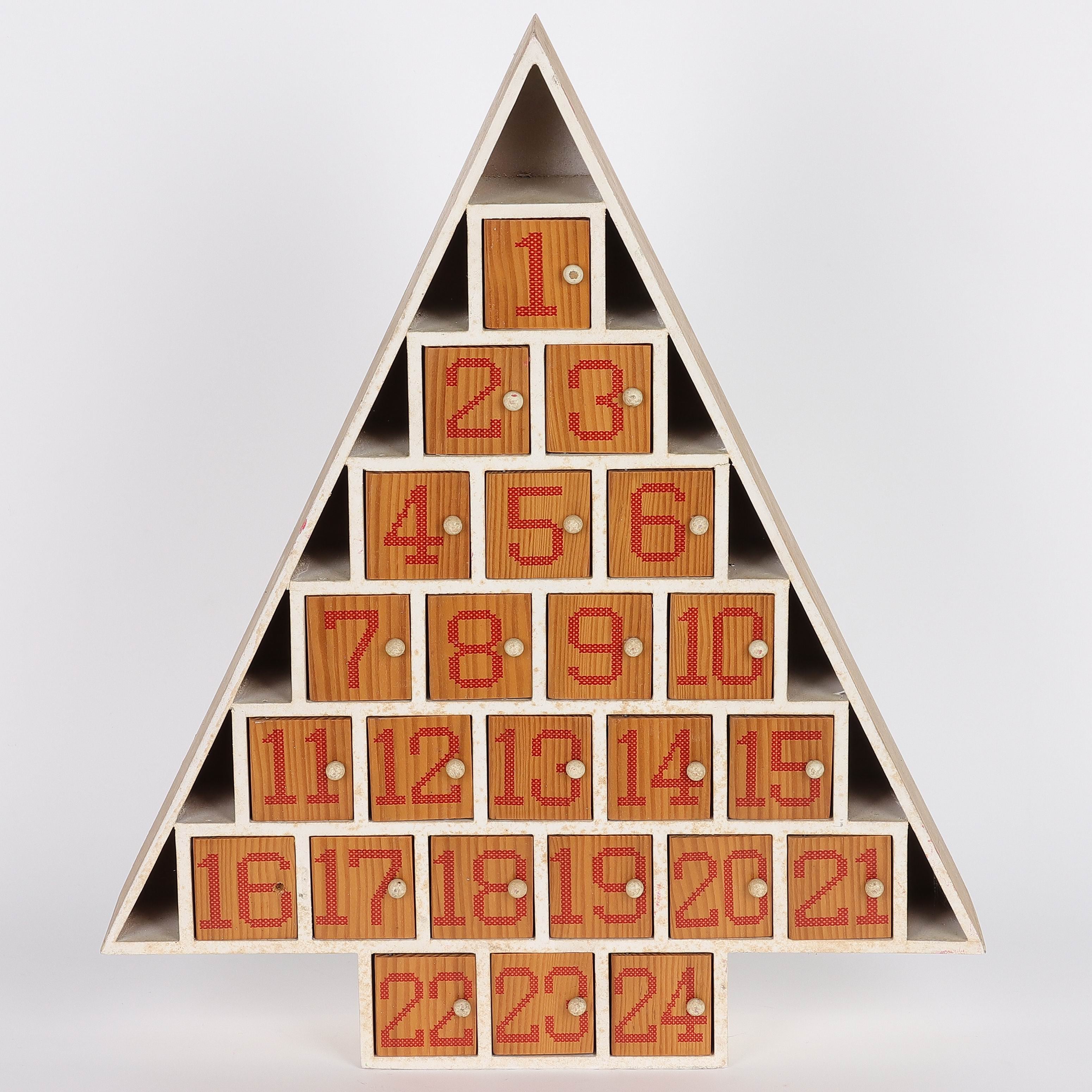 13 X 2.5 X 12.25"H TREE SHAPED CHRISTMAS ADVENT CALENDAR DECOR