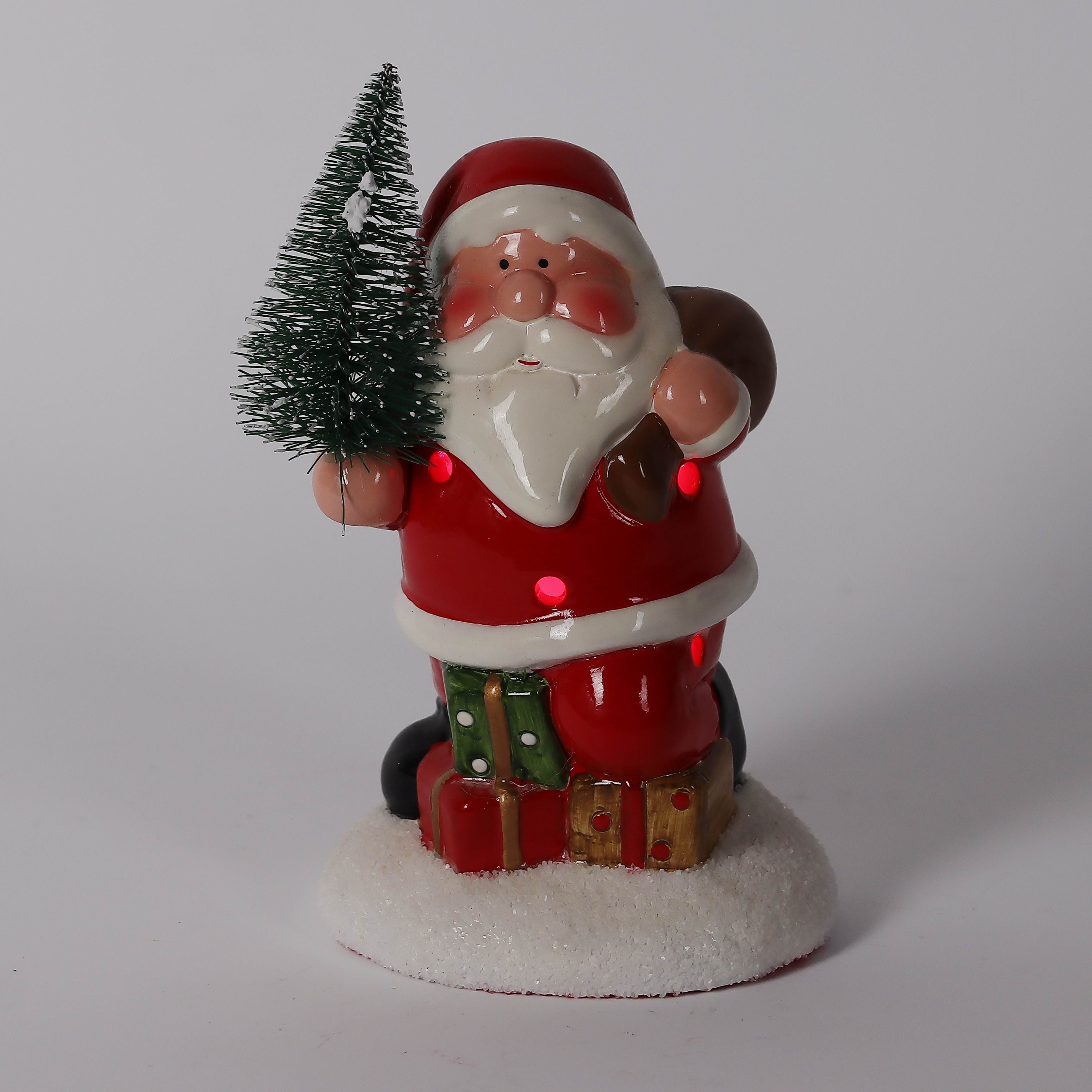 3.75 X 3 X 6"H SANTA HOLDING TREE DECOR
