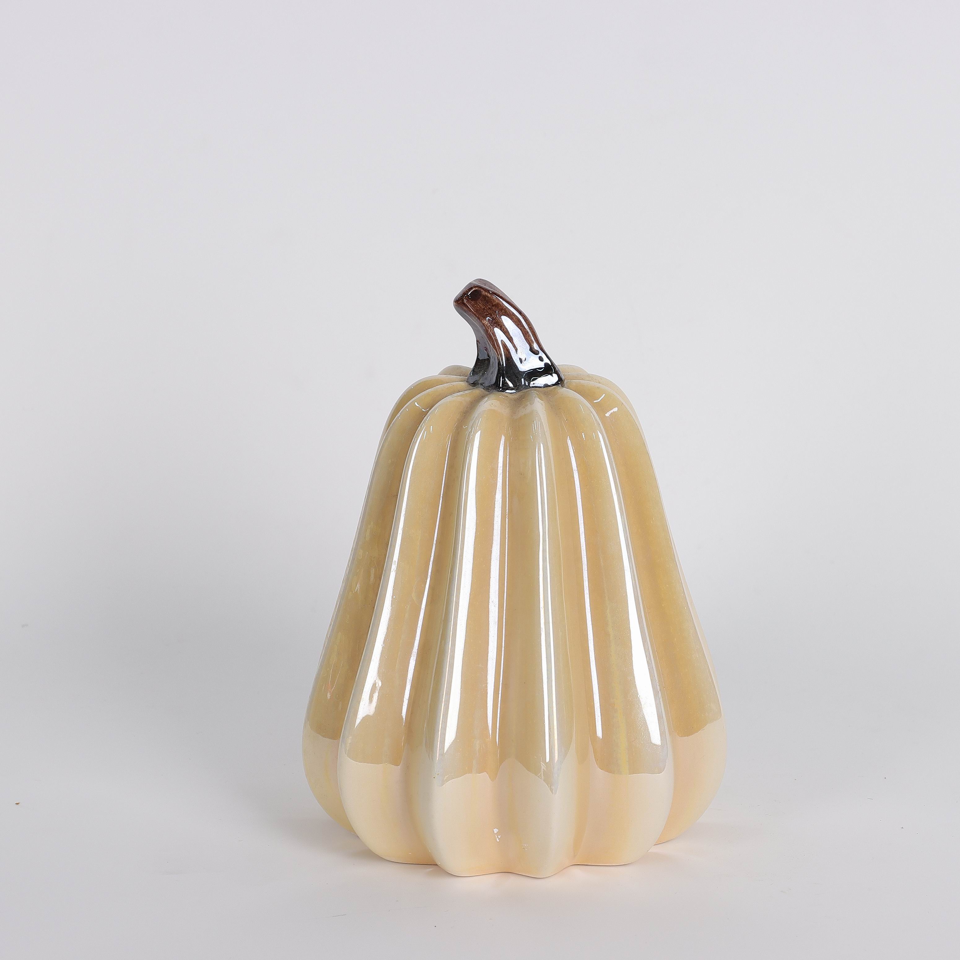 5 X 5 X 6.5"H CERAMIC PUMPKIN DECOR