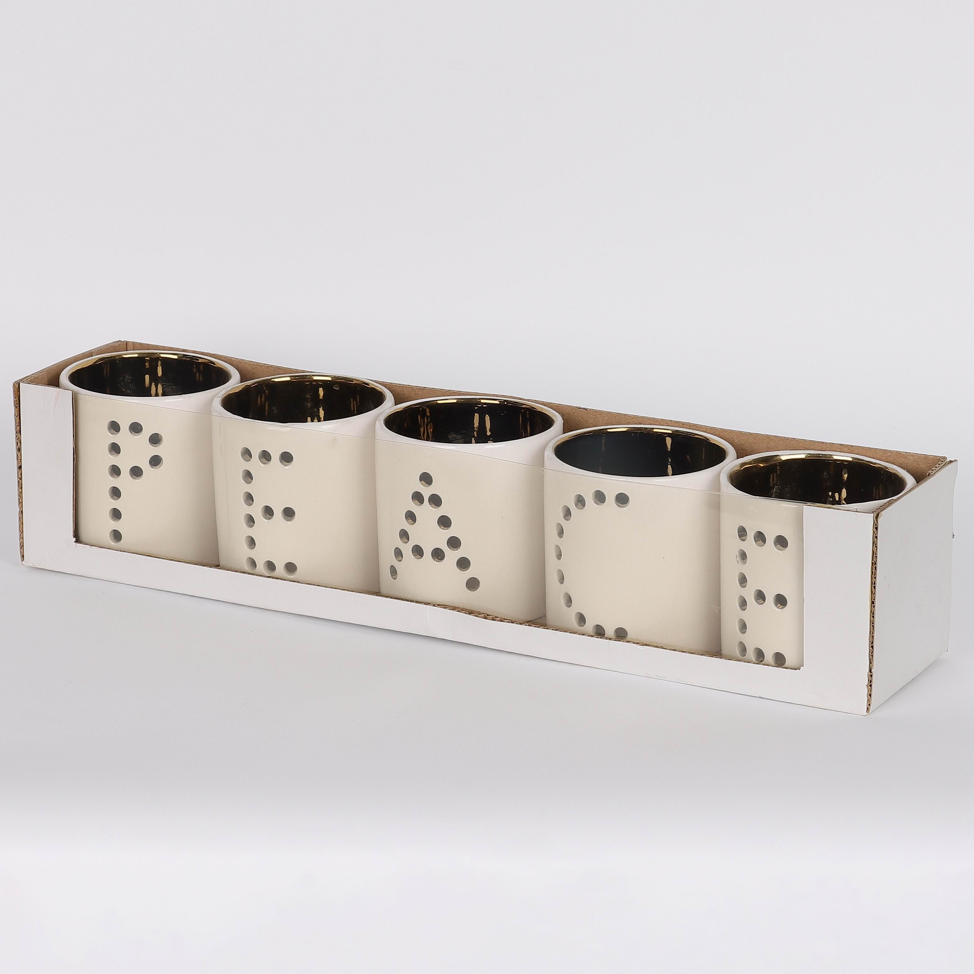 15.5 X 3.25 X 3.25"H PEACE CANDLE HOLDER