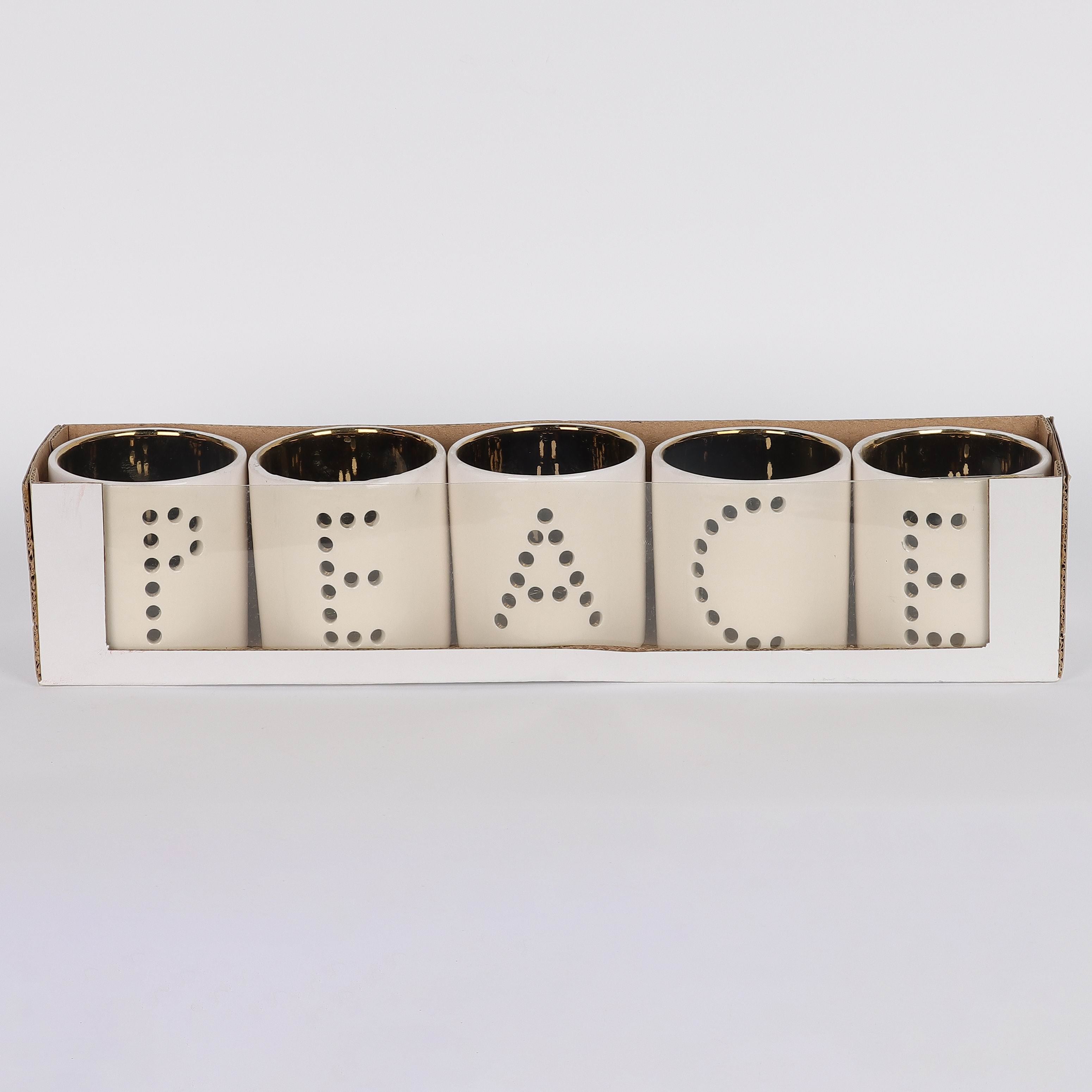 15.5 X 3.25 X 3.25"H PEACE CANDLE HOLDER