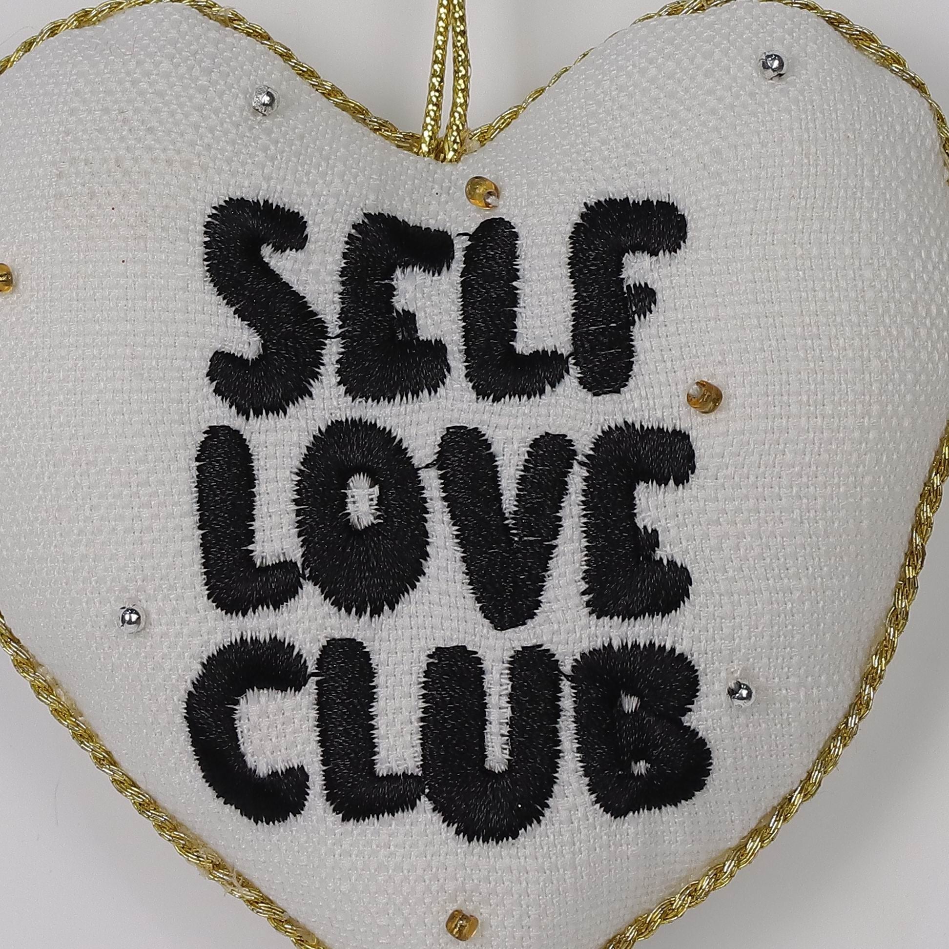 "Self, love, club" heart ornament