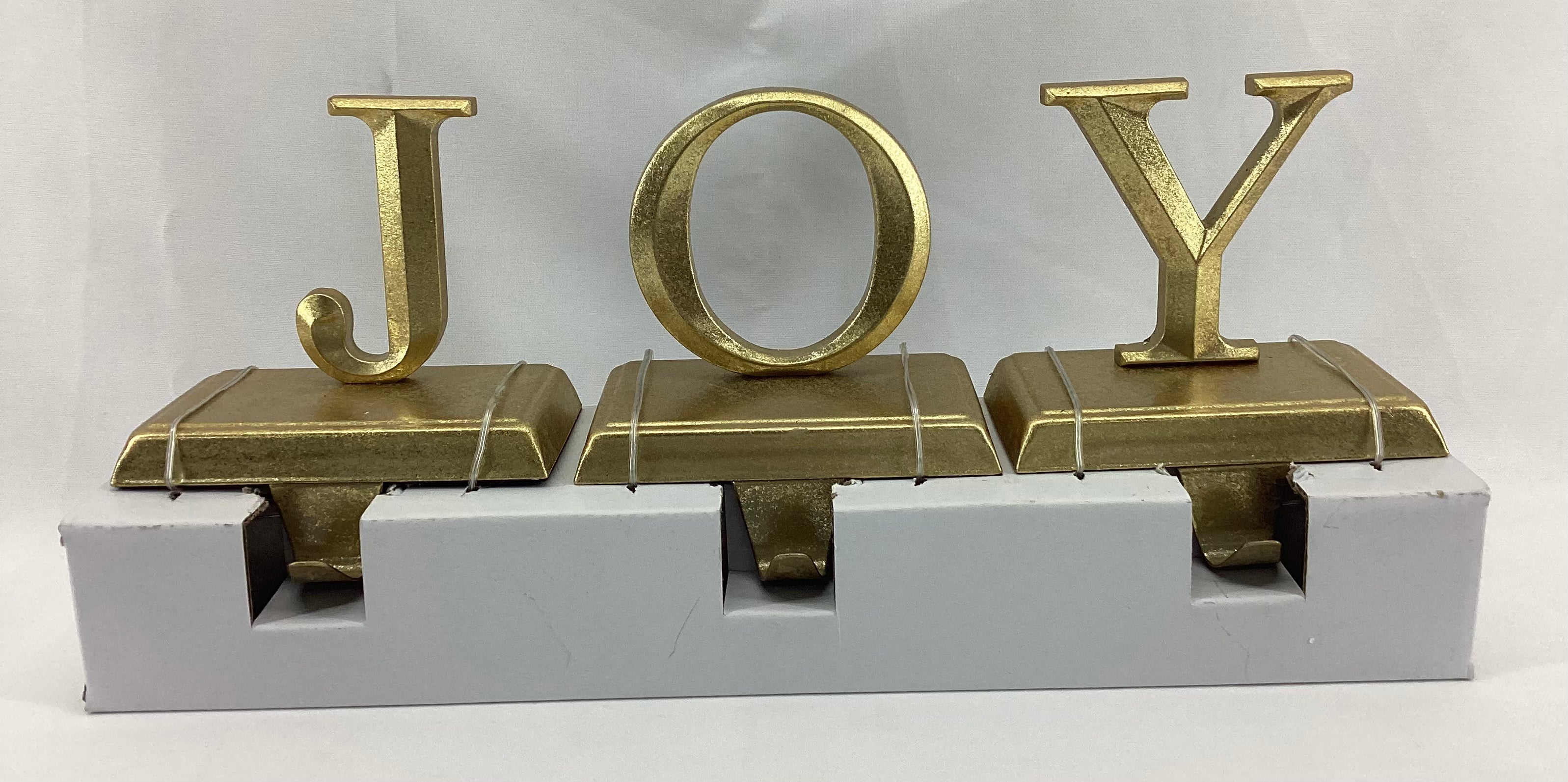 3Pk Joy Gold Christmas Stocking Holder