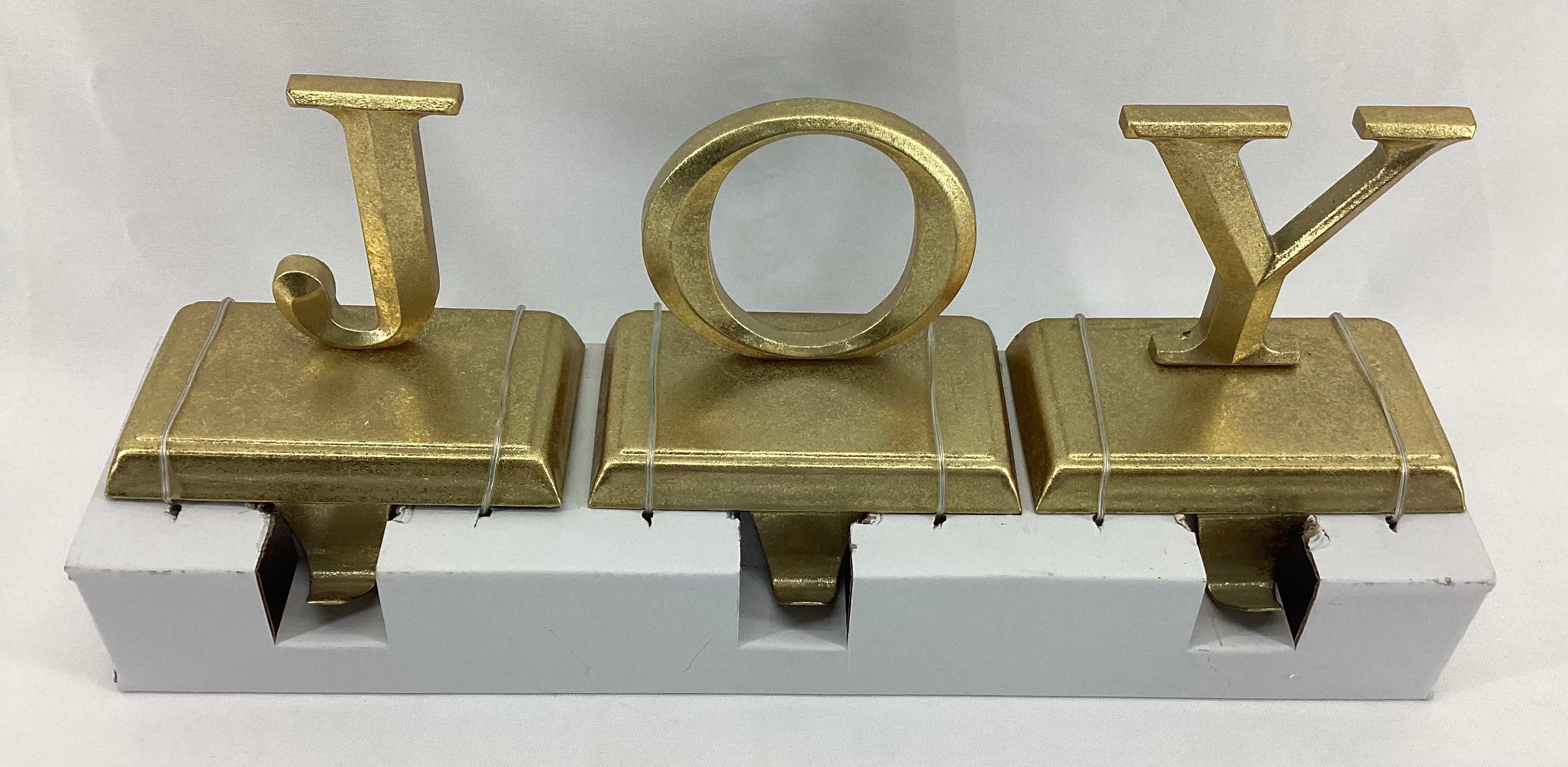 3Pk Joy Gold Christmas Stocking Holder
