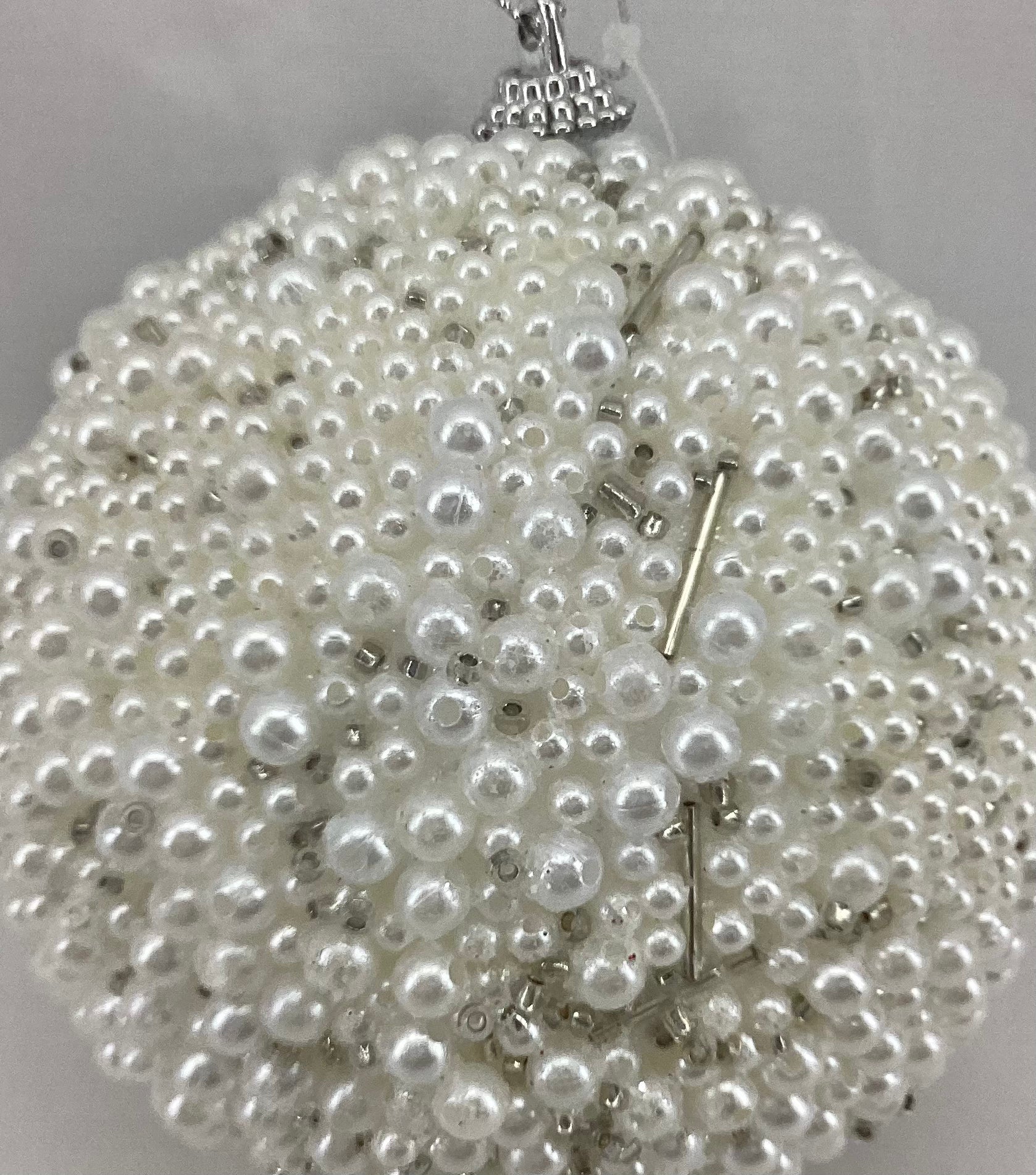 4.5" Dia. Silver Pearl Ornament