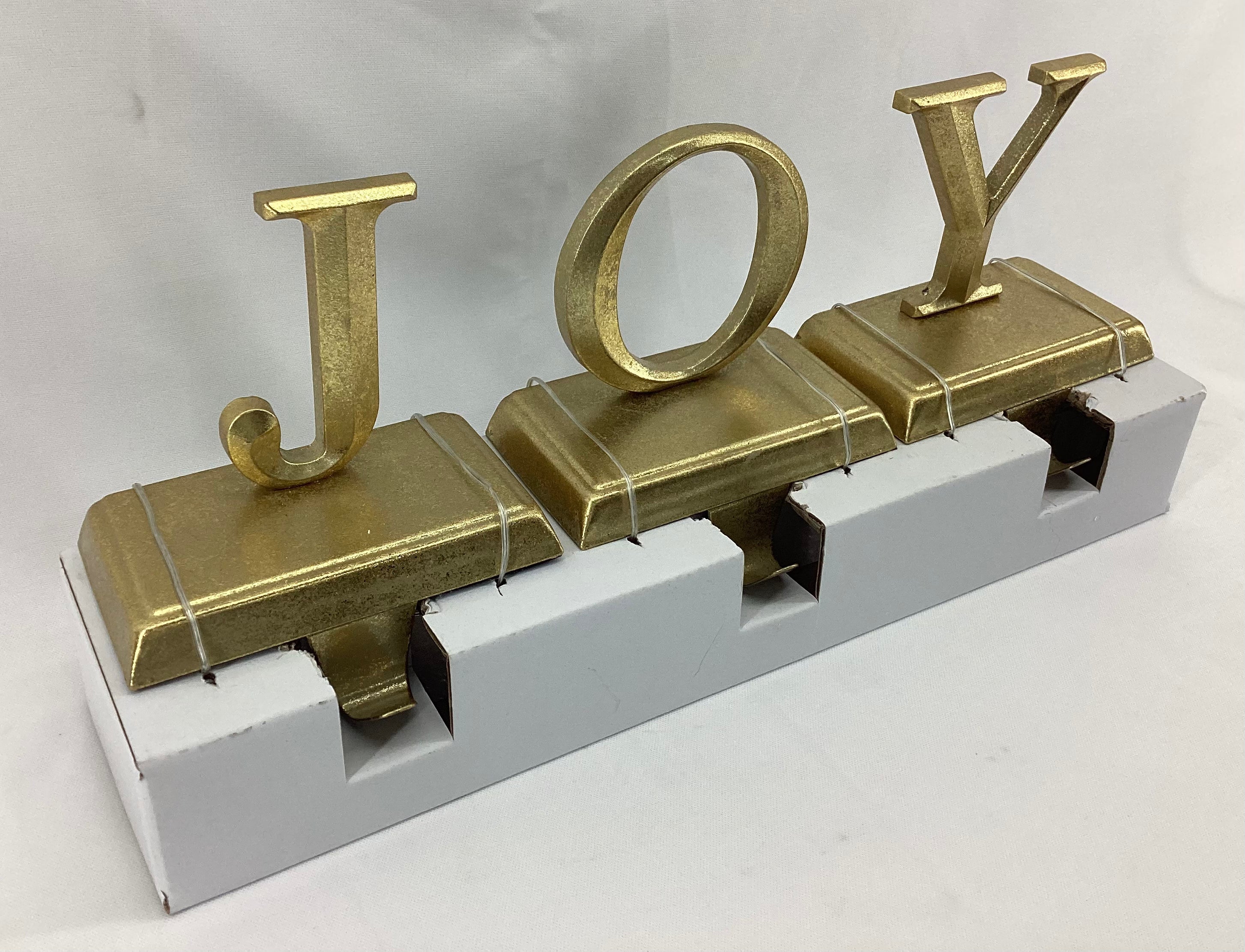 3Pk Joy Gold Christmas Stocking Holder