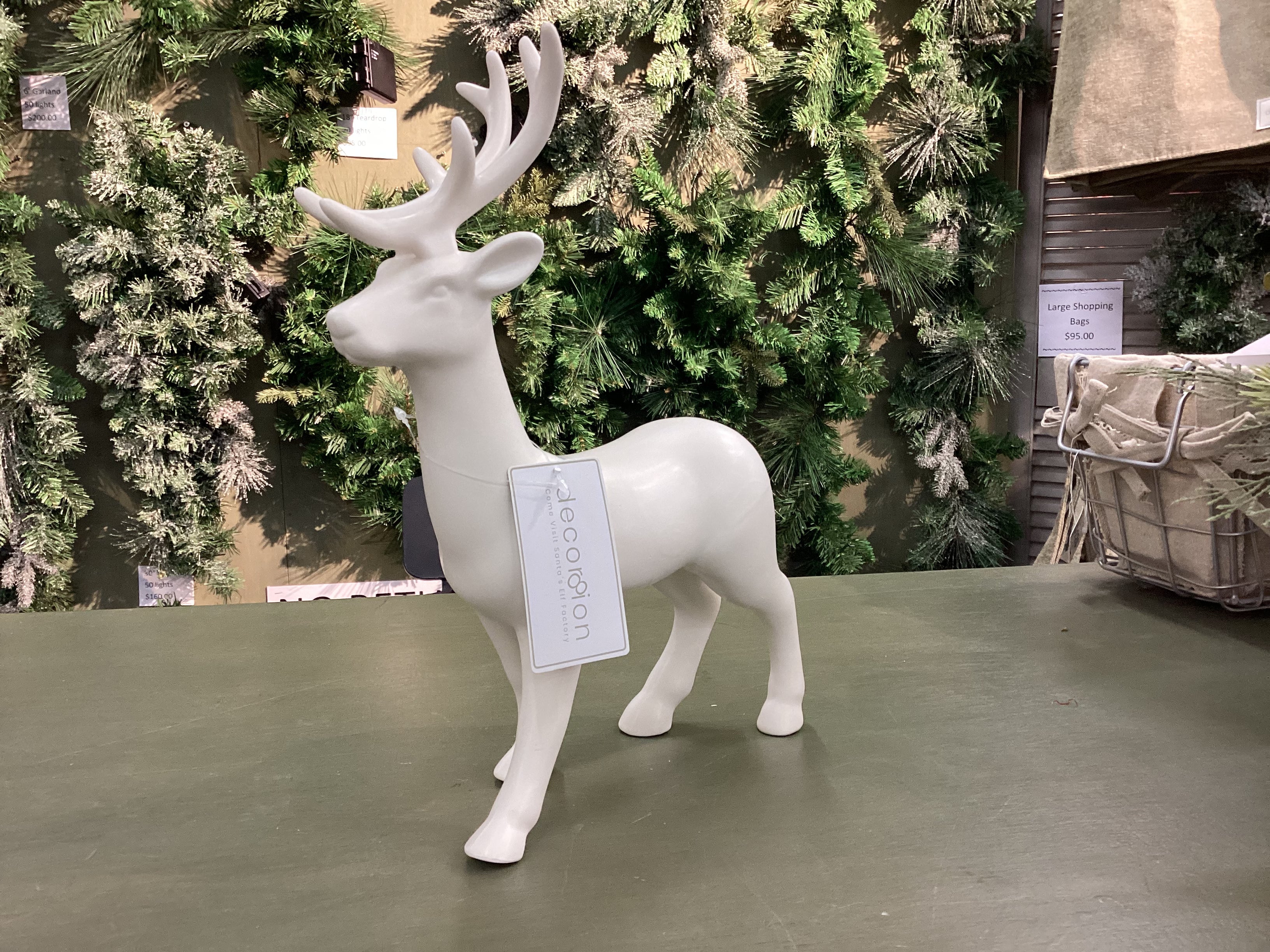 11" H Wht Ceramic Standing Deer