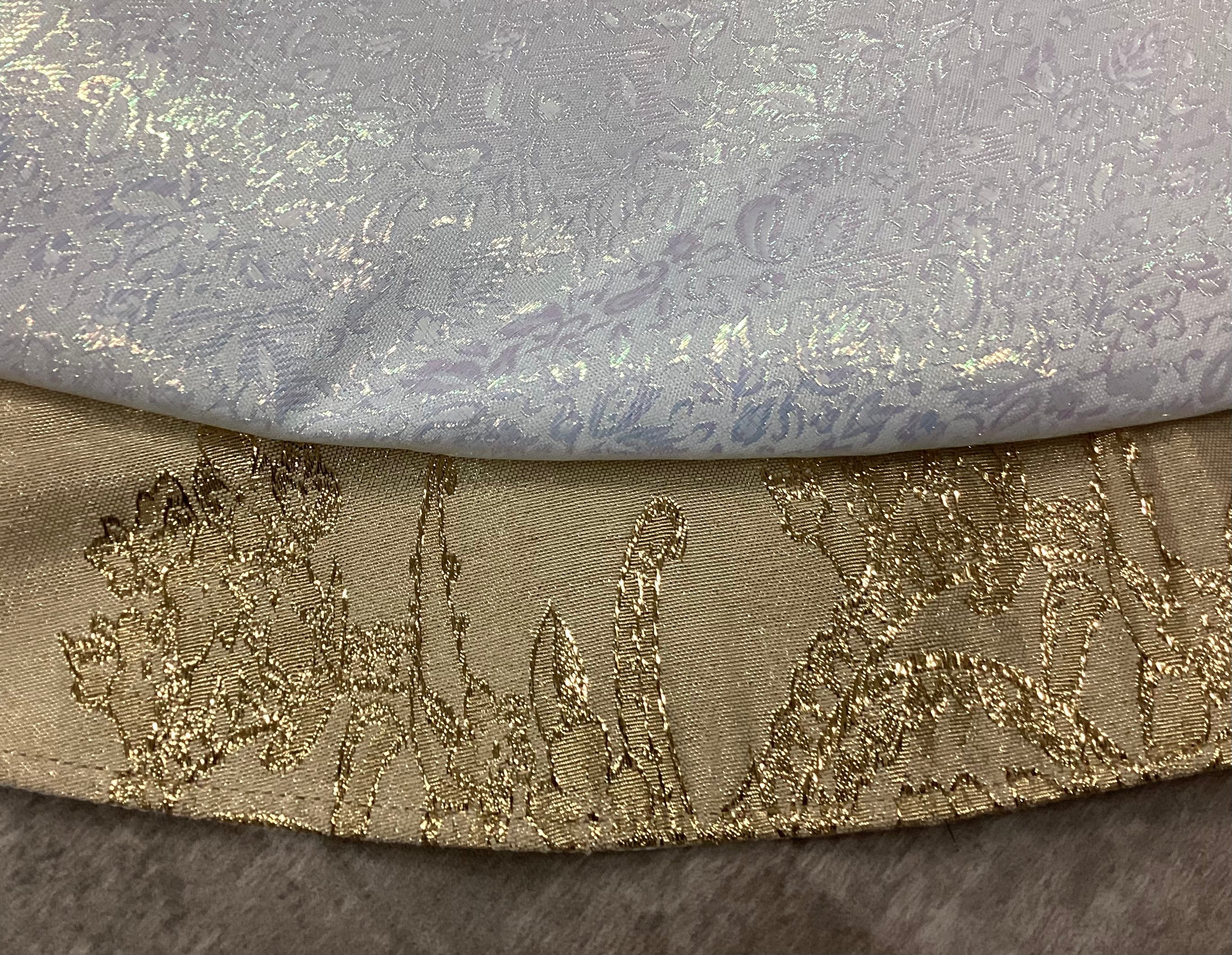 48"dia. Fabric Tree Skirt - Silver, White & Gold