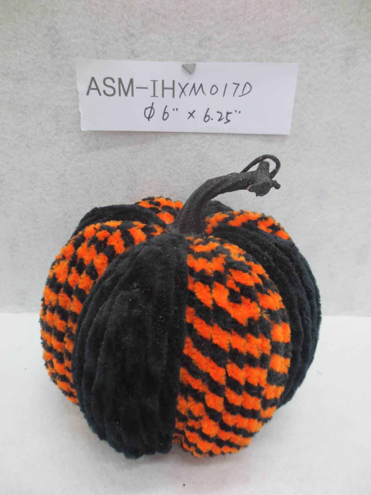 6" Halloween Fabric Pumpkin Black Orange Combination