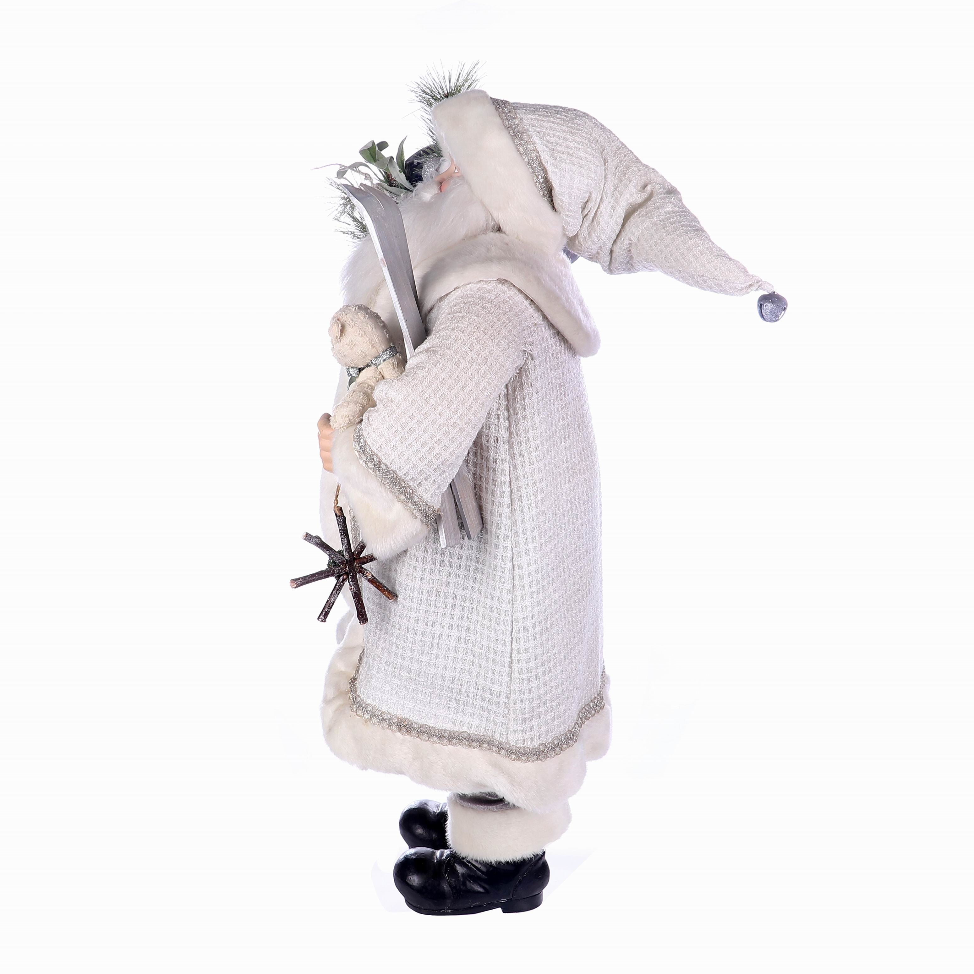 22 X 12 X 37.5"H  WHITE SILVER SANTA SUITS SANTA W/TOYS