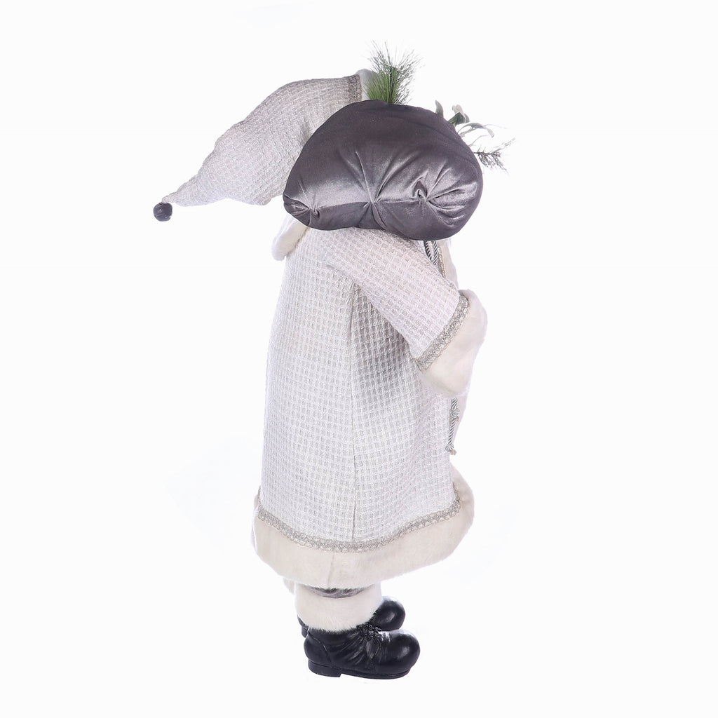 22 X 12 X 37.5"H  WHITE SILVER SANTA SUITS SANTA W/TOYS