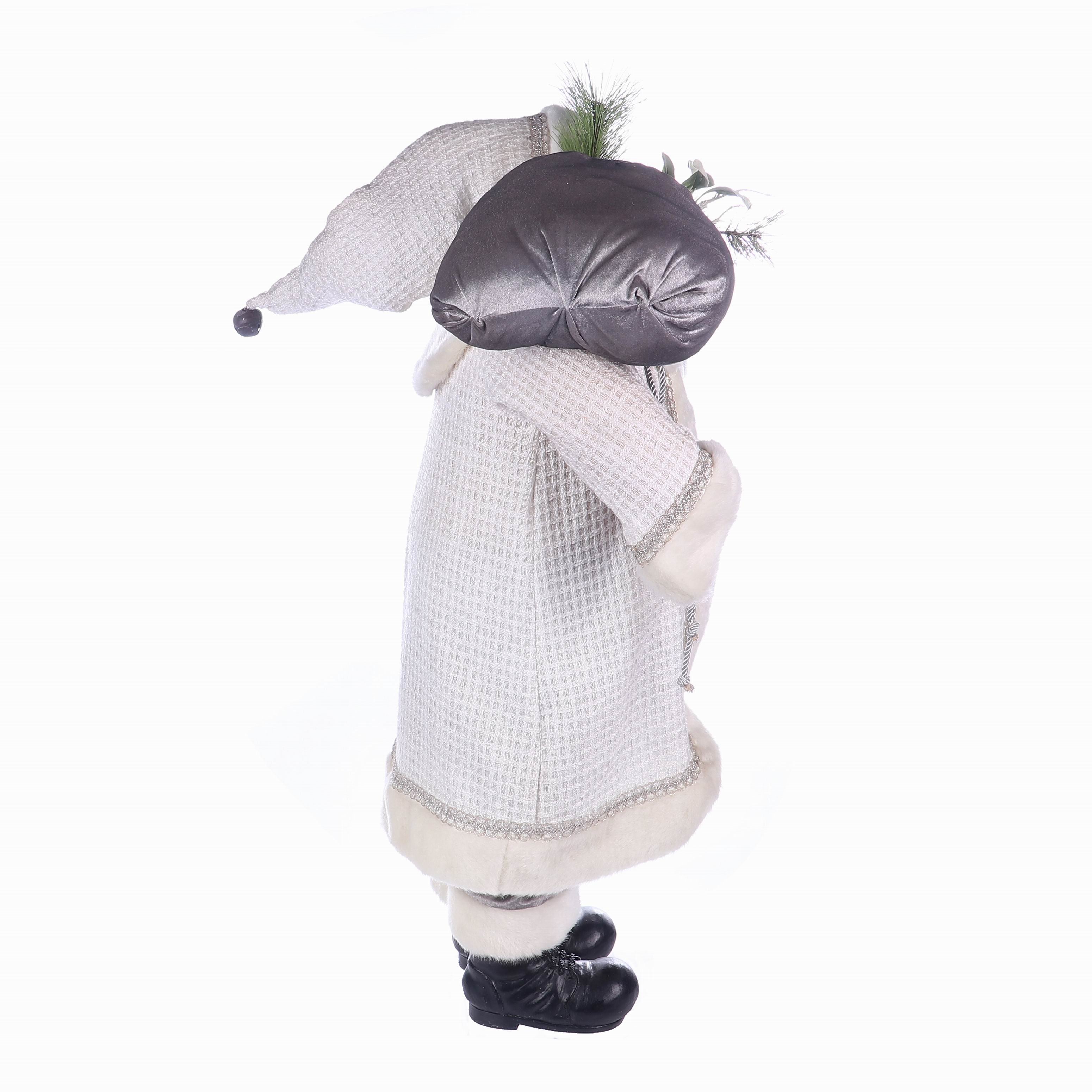 22 X 12 X 37.5"H  WHITE SILVER SANTA SUITS SANTA W/TOYS