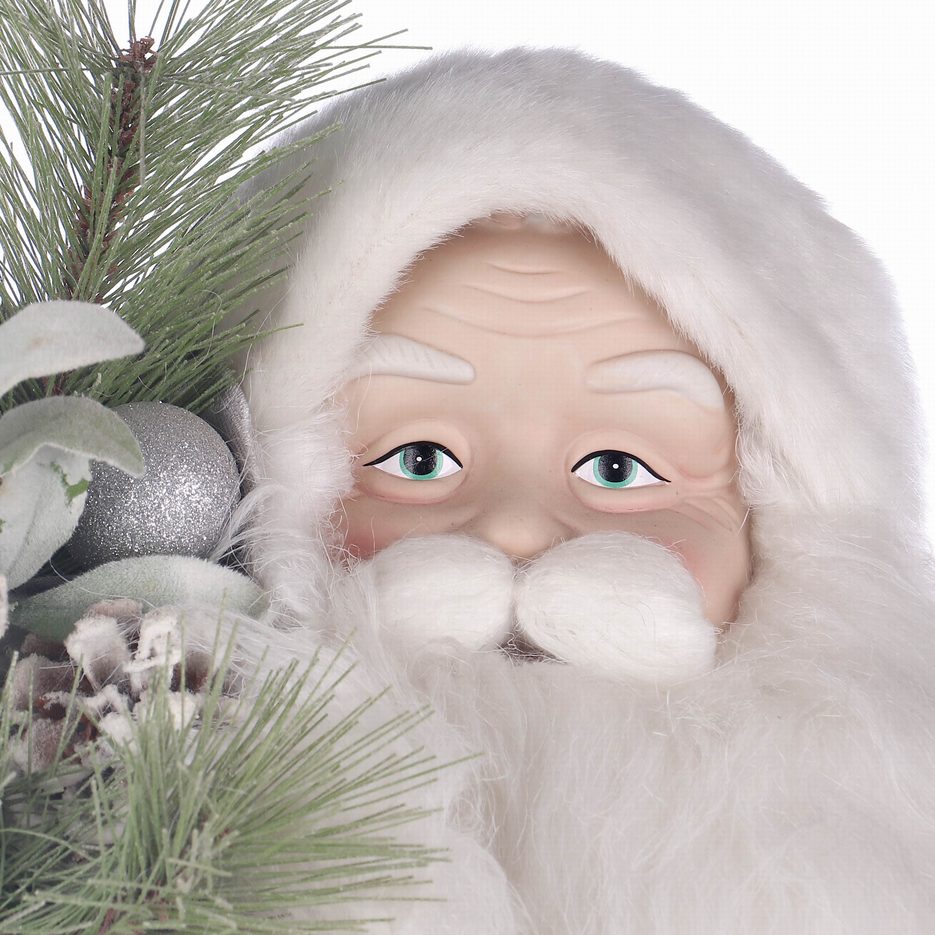 22 X 12 X 37.5"H  WHITE SILVER SANTA SUITS SANTA W/TOYS