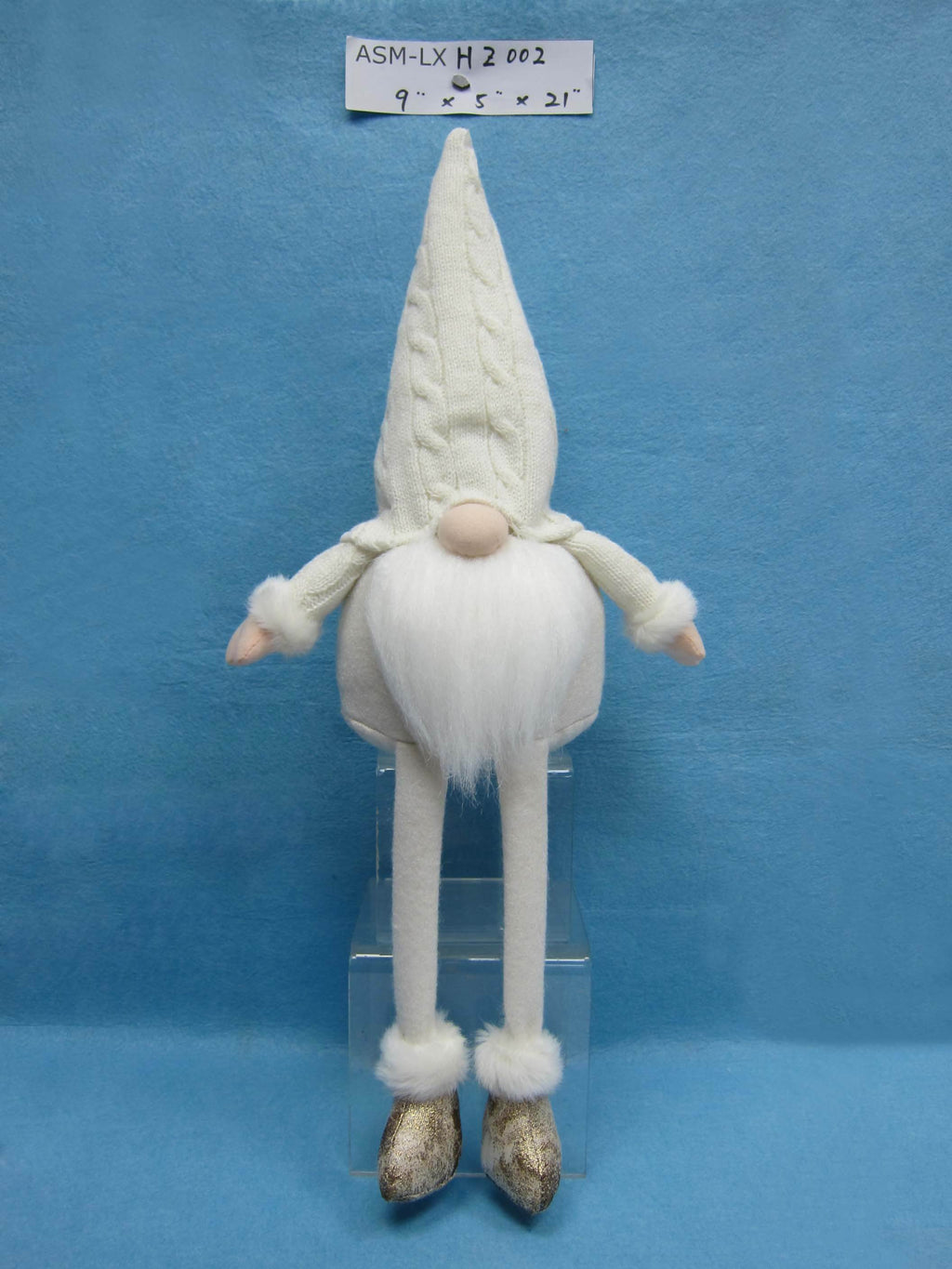 21" White Fabric Shelf Sitter Gnome
