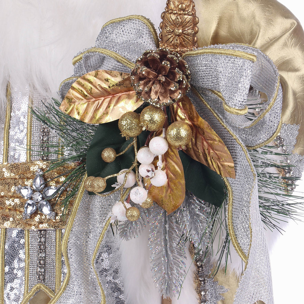 20 X 12 X 36"H SILVER / GOLD SUITS SANTA