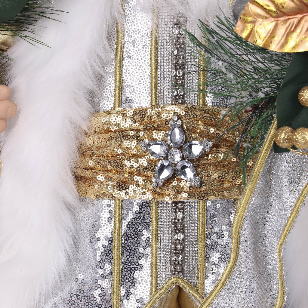 20 X 12 X 36"H SILVER / GOLD SUITS SANTA