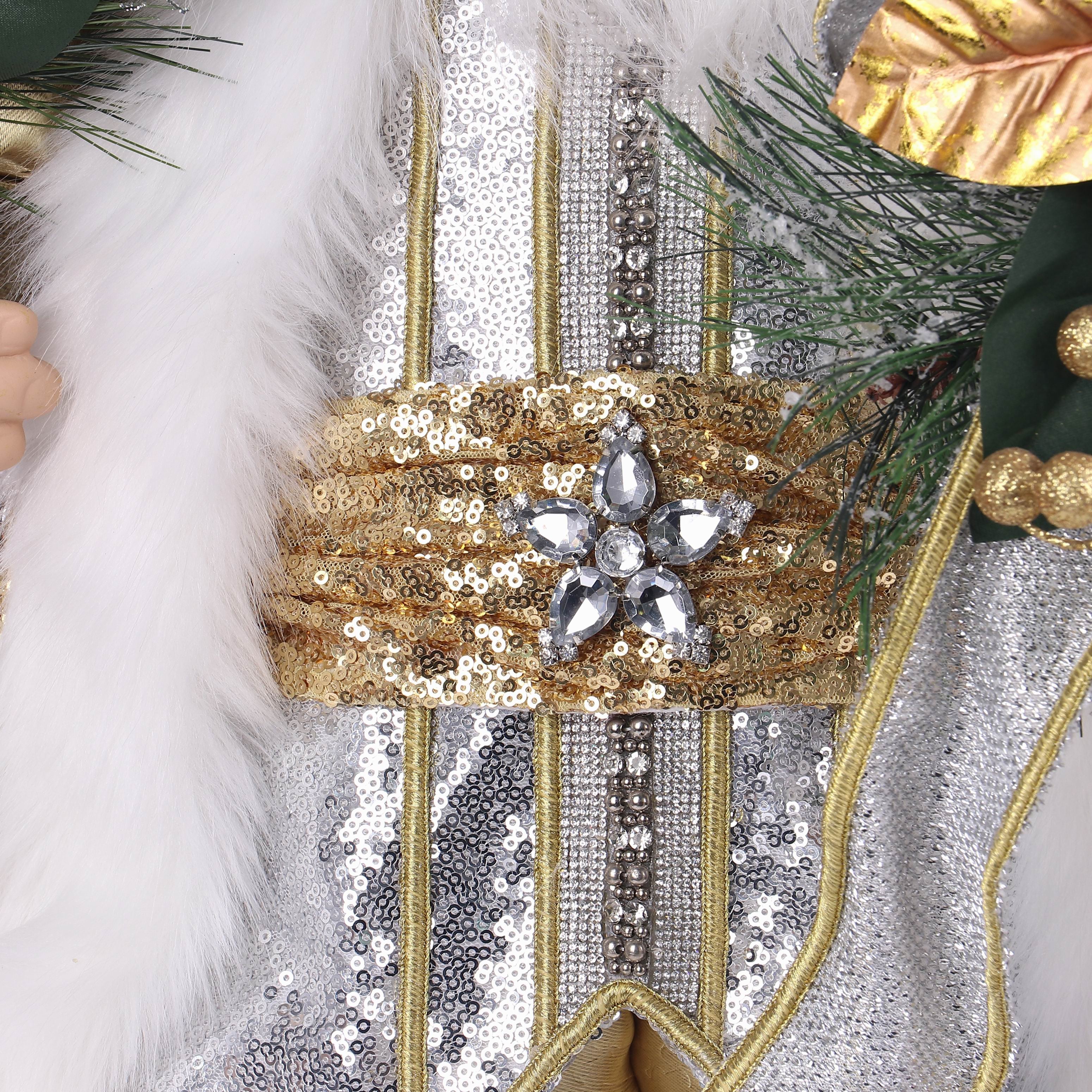 20 X 12 X 36"H SILVER / GOLD SUITS SANTA