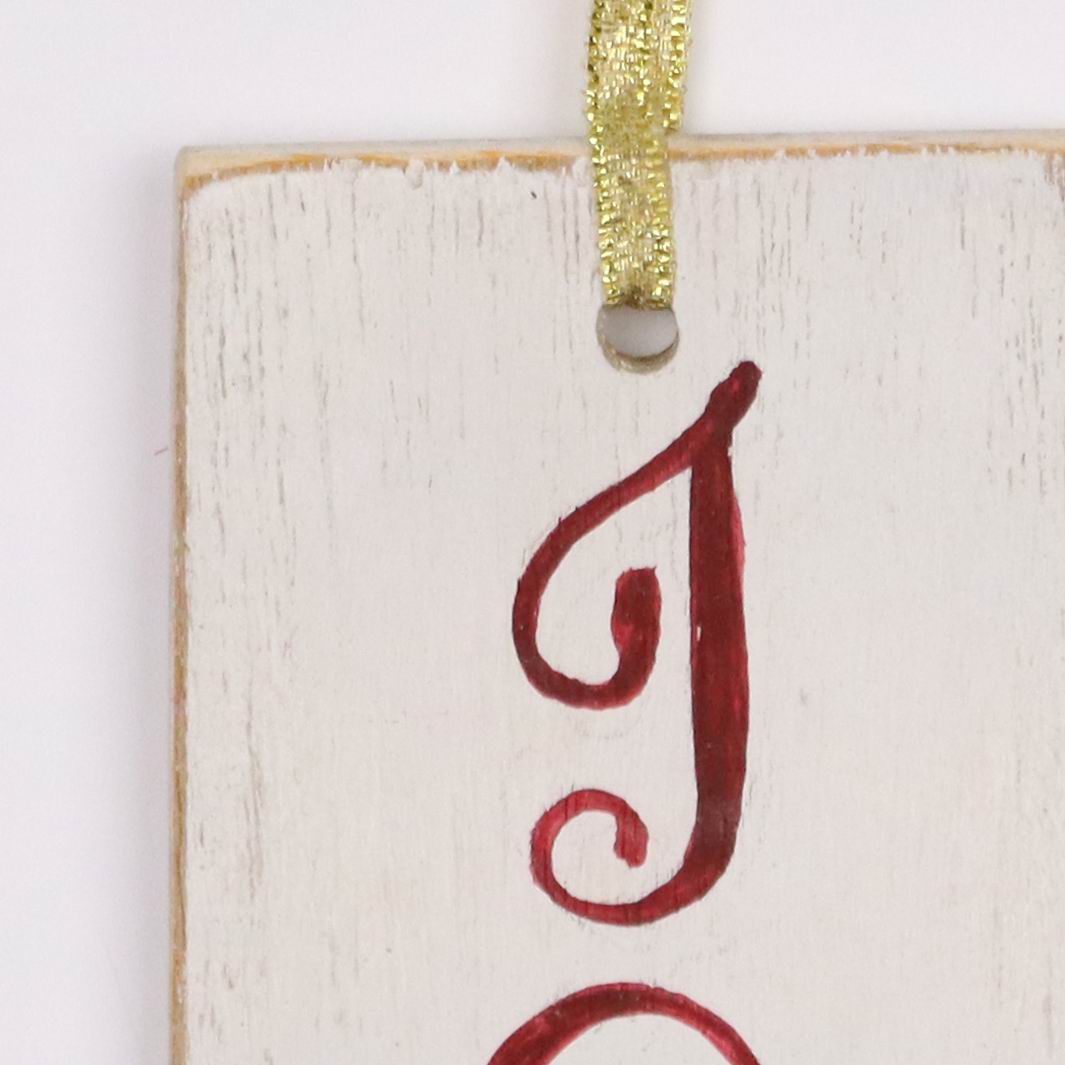 "Joy" white tag ornament