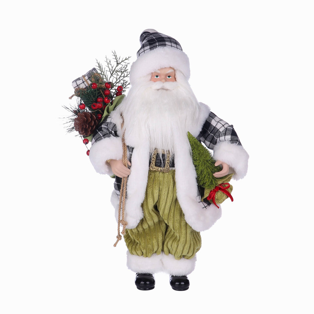 7.5 X 10 X 18"H PLAIDS SANTA SUITS SANTA
