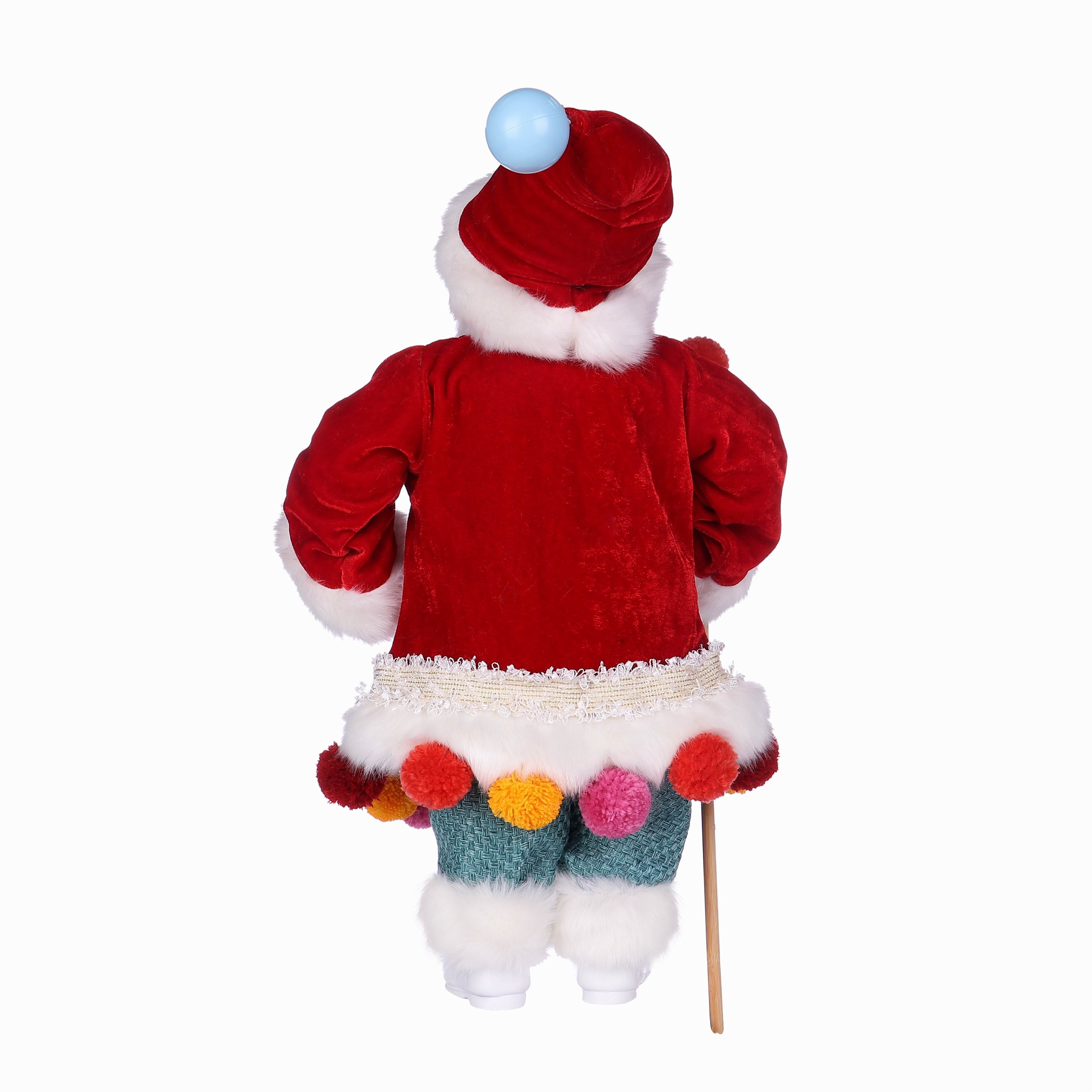 10 X 7 X 18"H SANTA IN RED SANTA SUITS W/POM POM