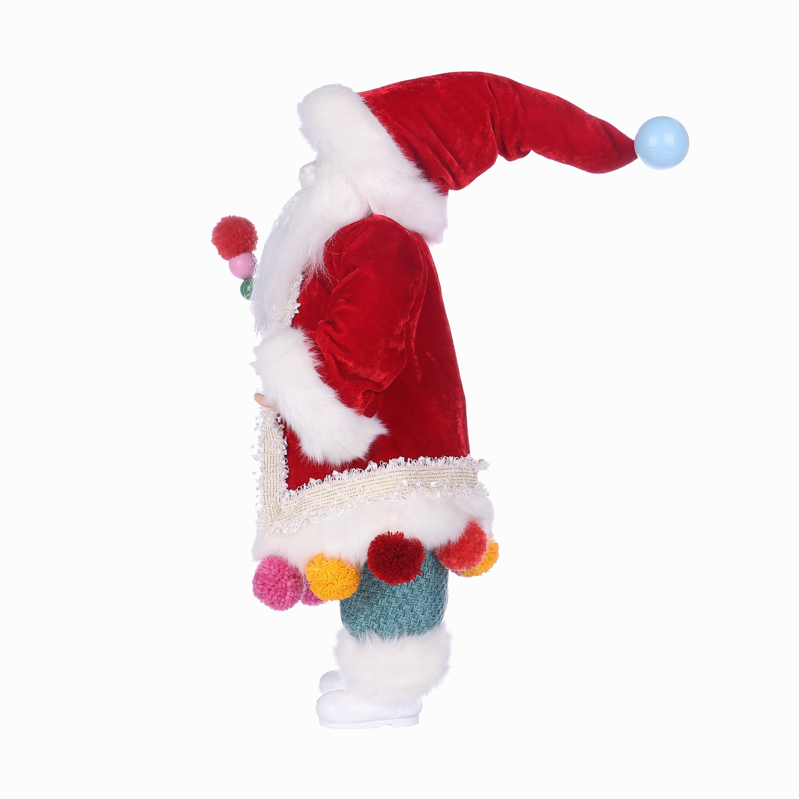 10 X 7 X 18"H SANTA IN RED SANTA SUITS W/POM POM