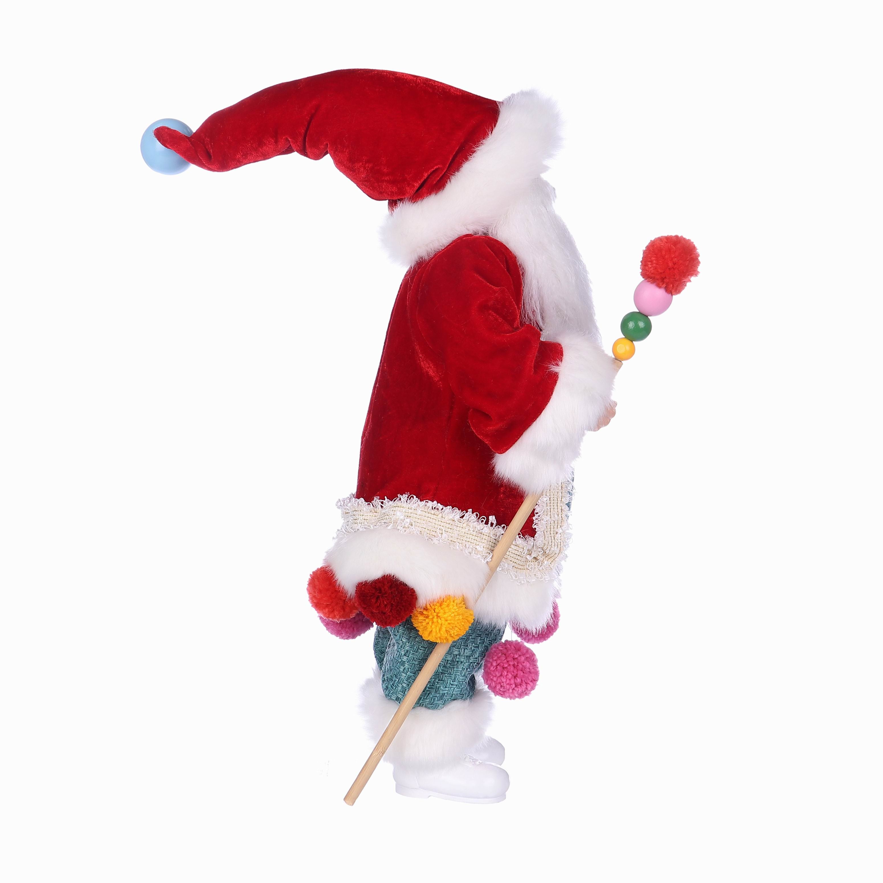 10 X 7 X 18"H SANTA IN RED SANTA SUITS W/POM POM