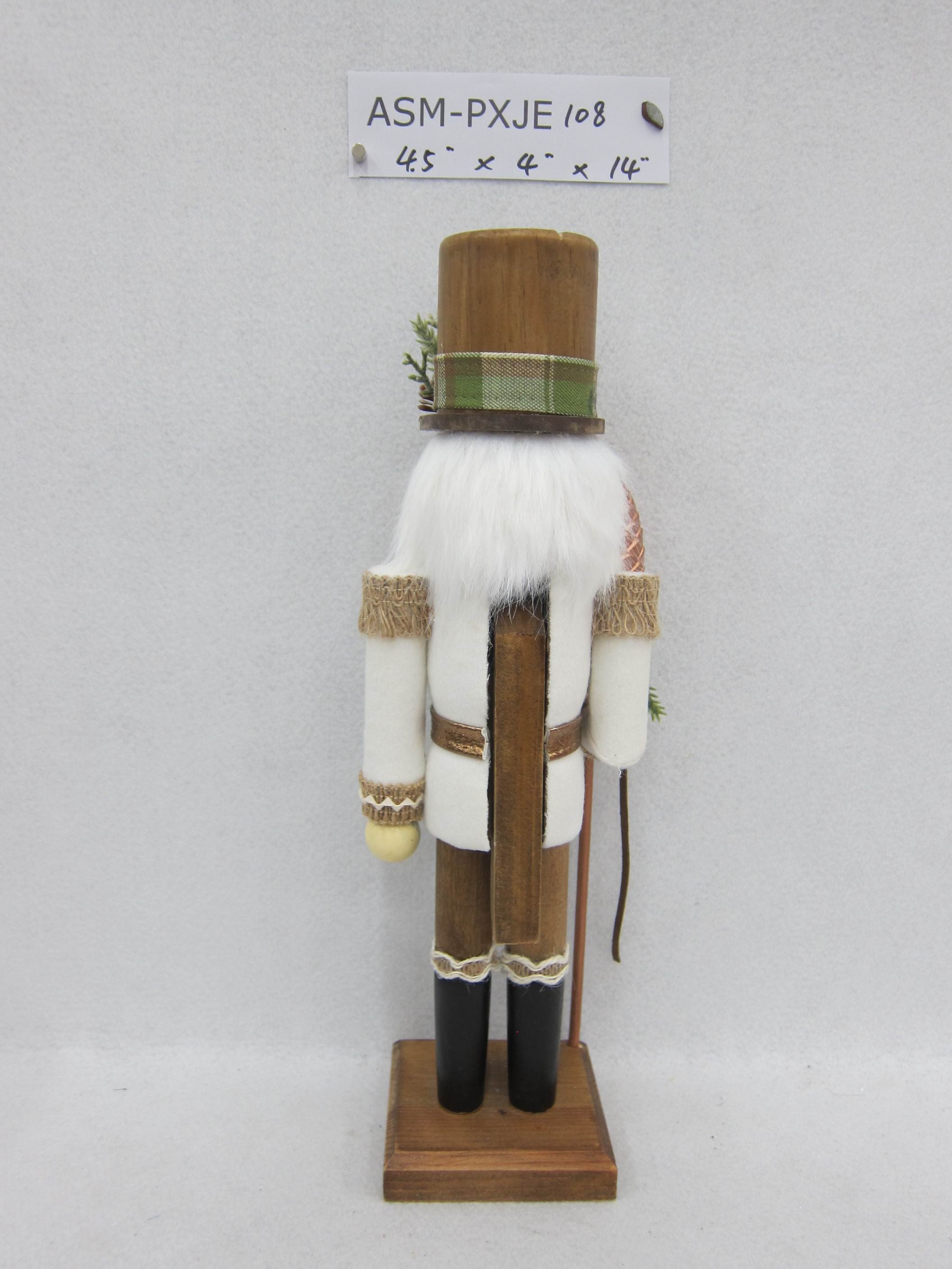 14"H Wood Nutcracker Holding Pinecone