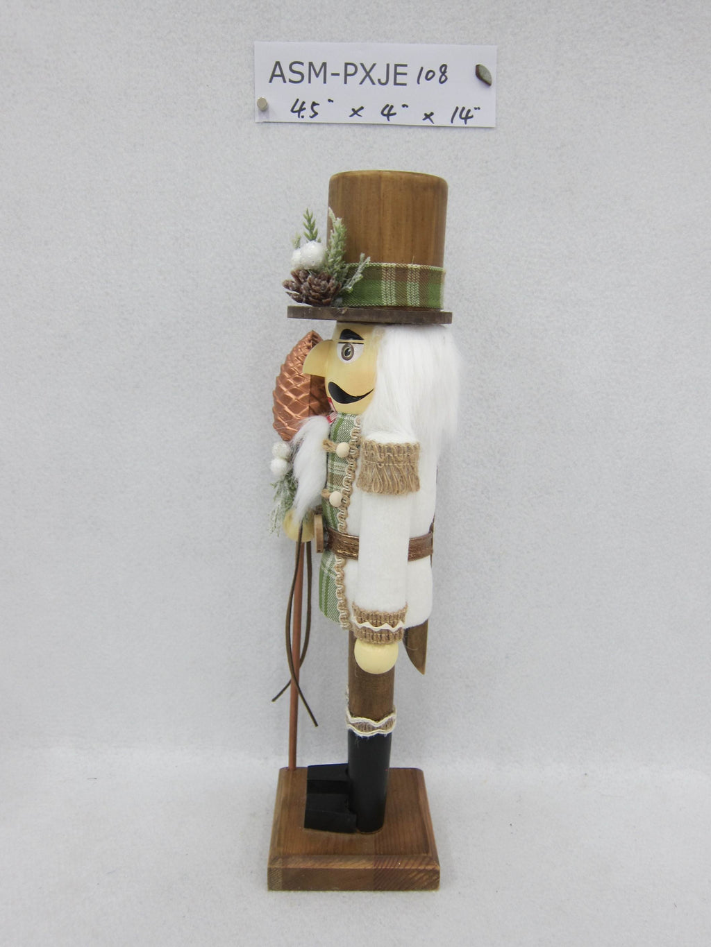14"H Wood Nutcracker Holding Pinecone