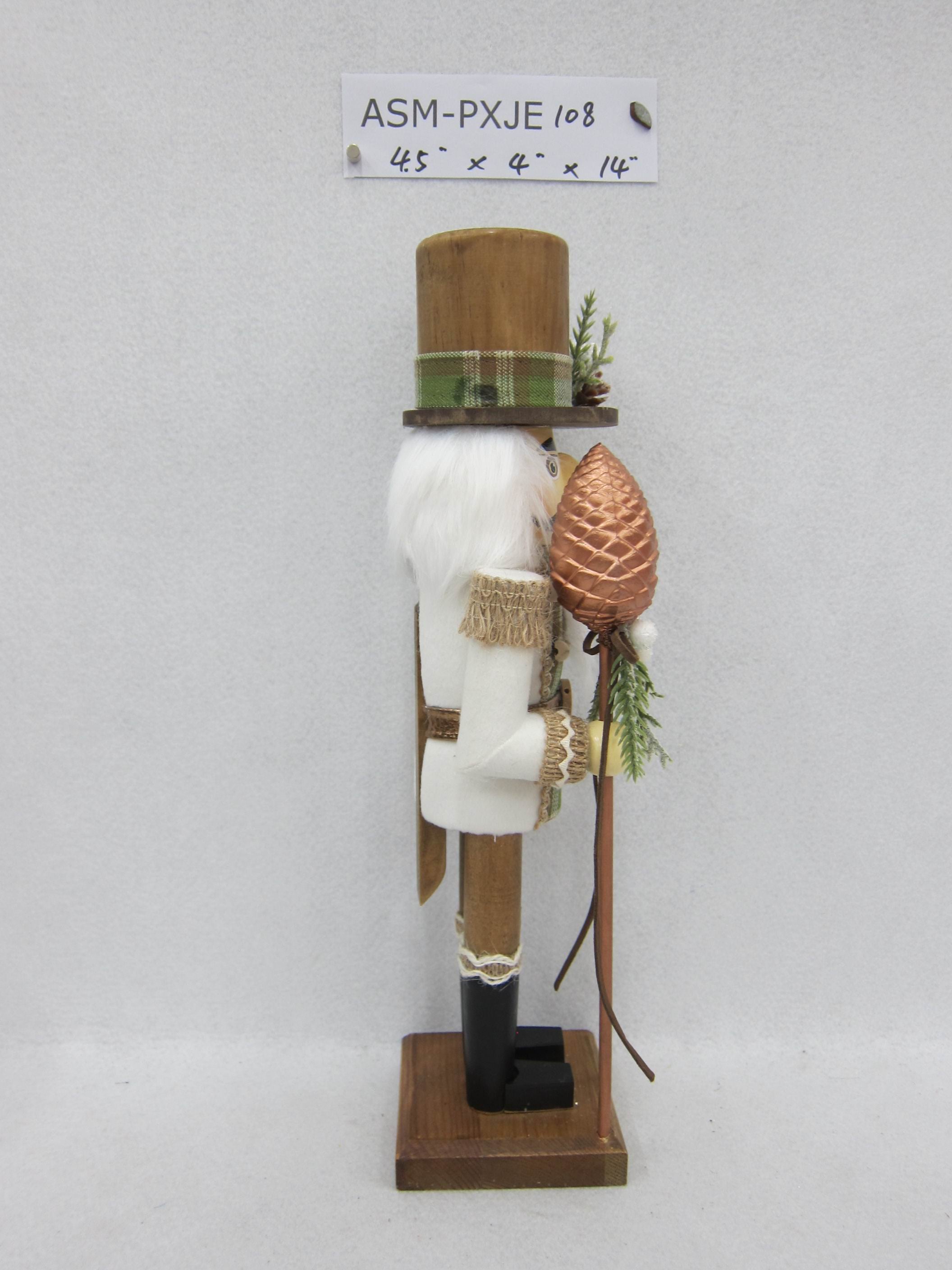14"H Wood Nutcracker Holding Pinecone