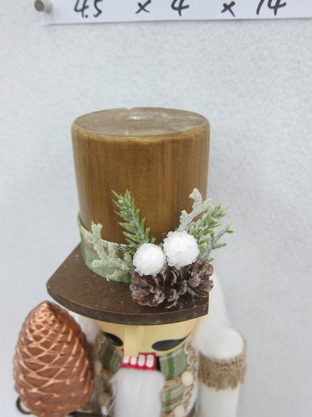 14"H Wood Nutcracker Holding Pinecone