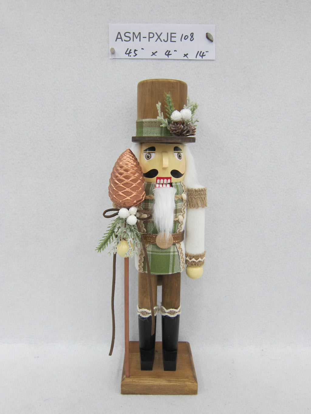 14"H Wood Nutcracker Holding Pinecone