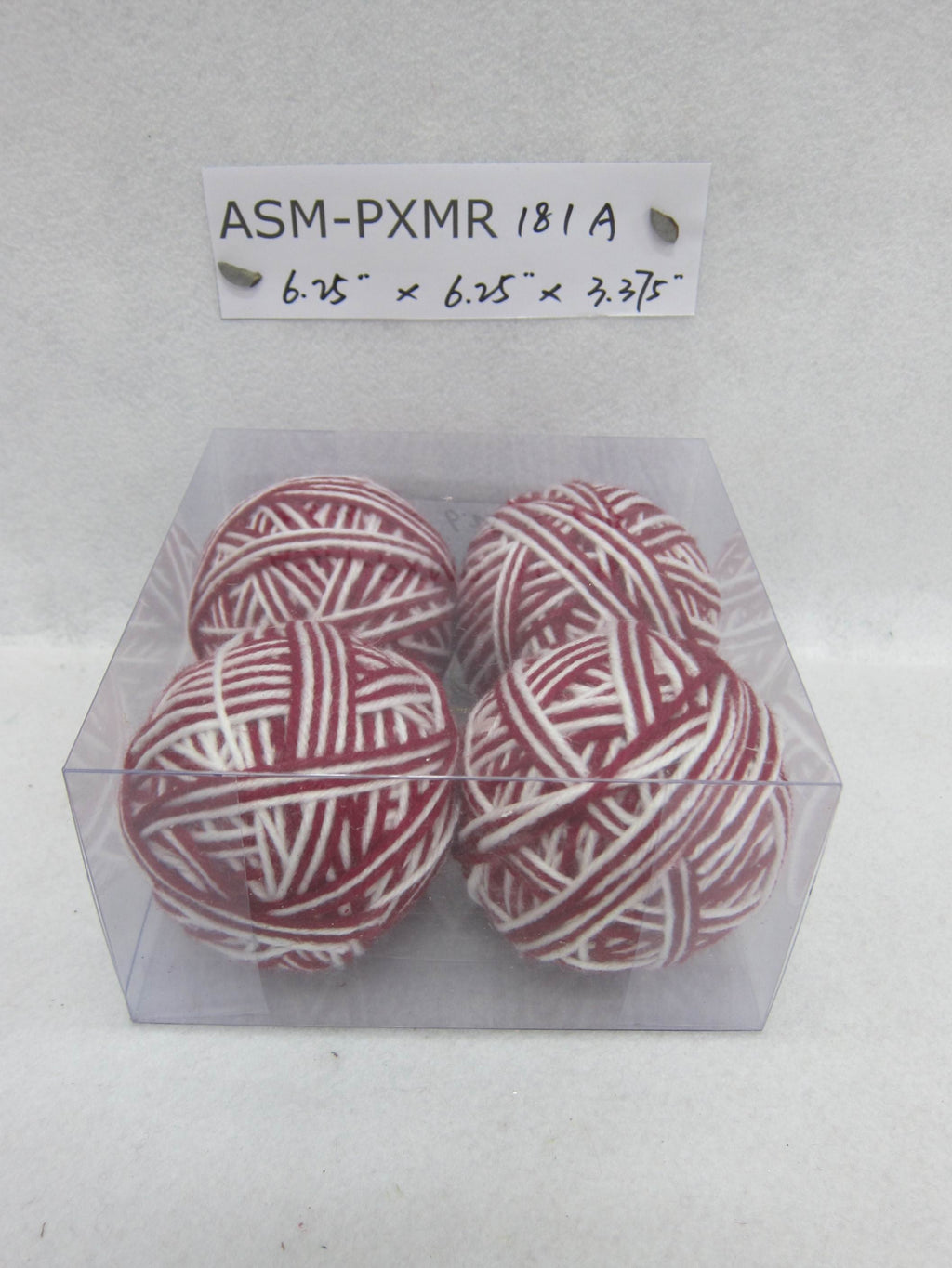 3.4"D Red/White Fabric Ball Orn. S/4