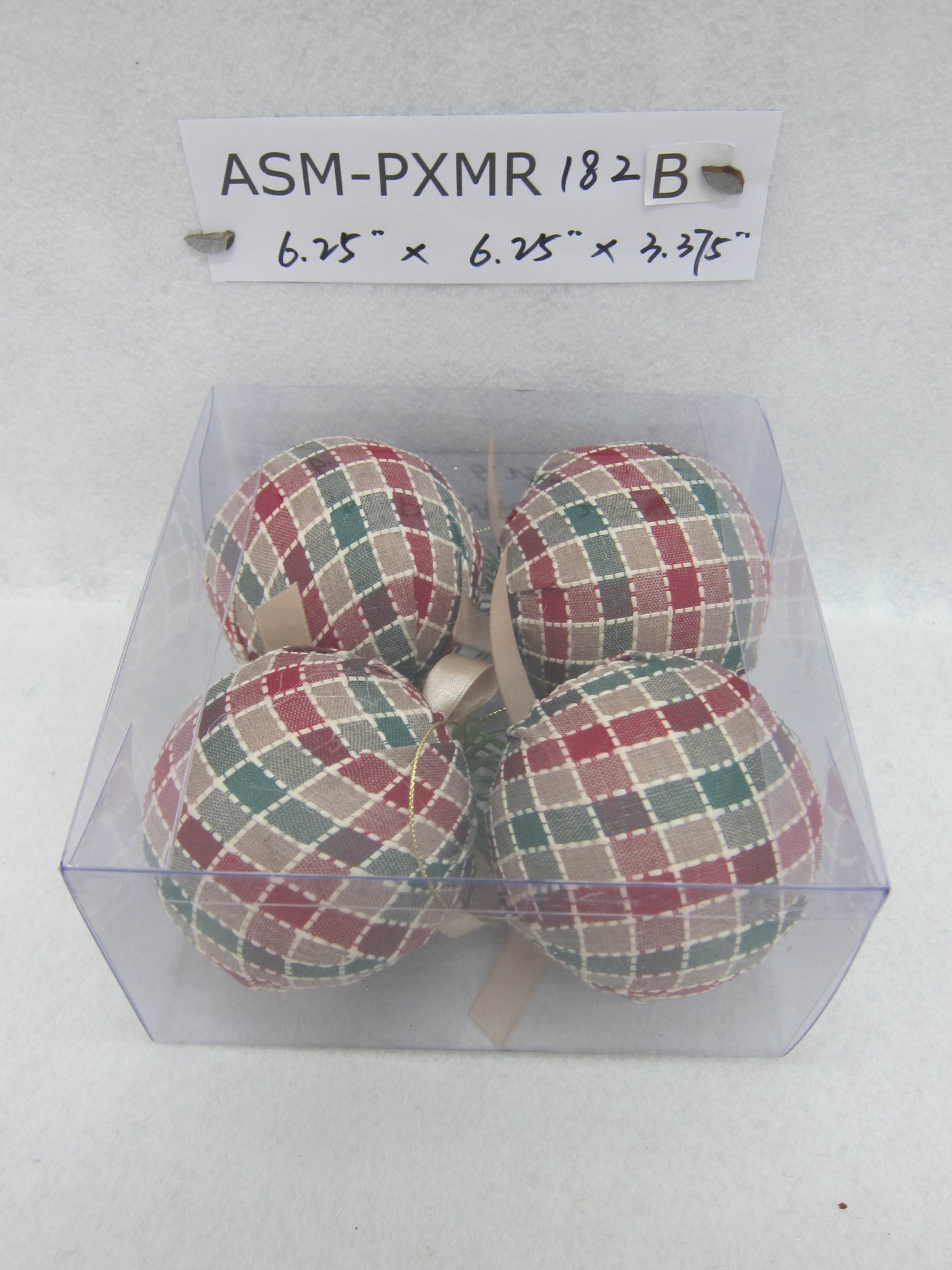 3.4"D Plaid  Ball Orn. S/4